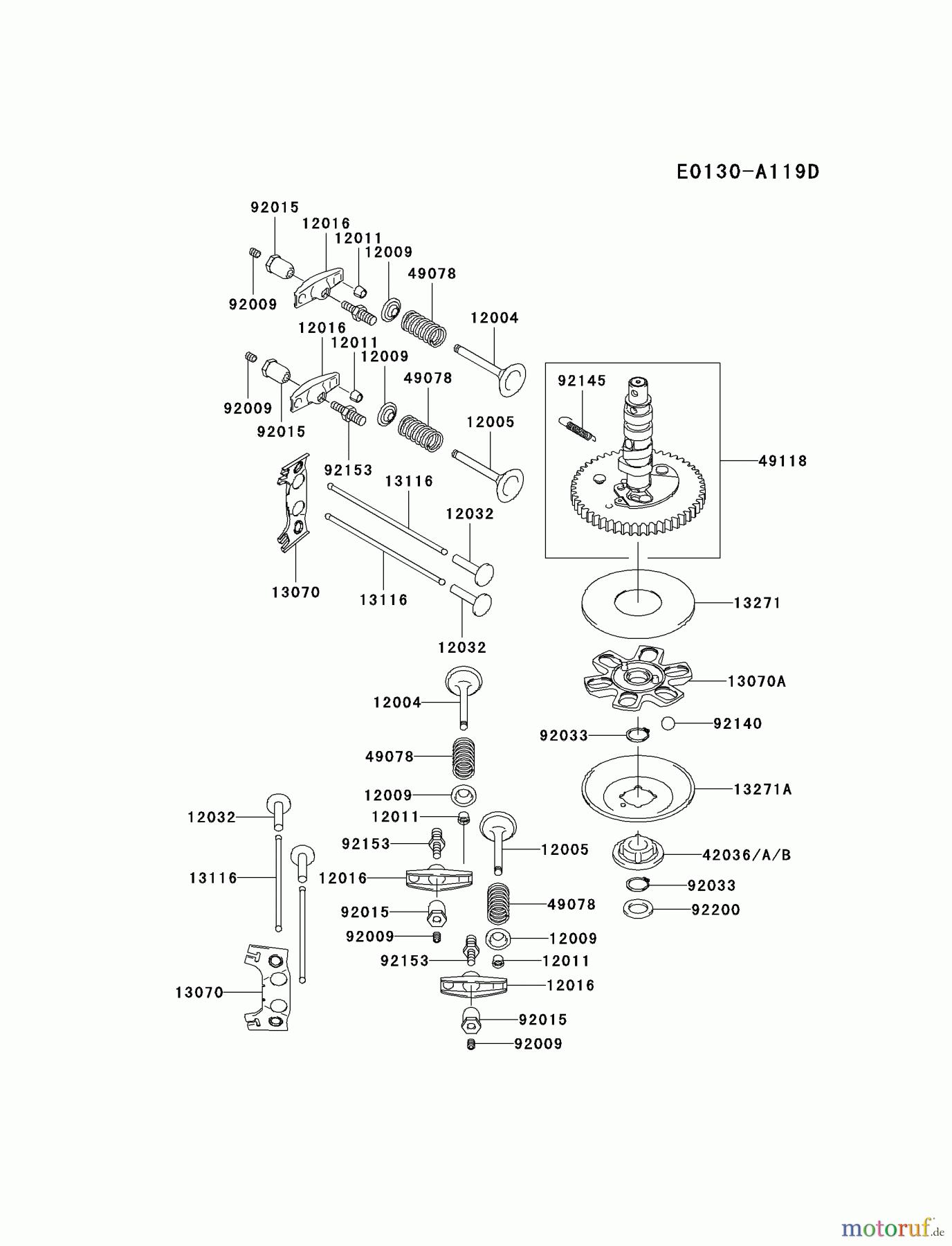  Kawasaki Motoren Motoren Vertikal FA210V - AS02 bis FH641V - DS24 FH580V-BS30 - Kawasaki FH580V 4-Stroke Engine VALVE/CAMSHAFT