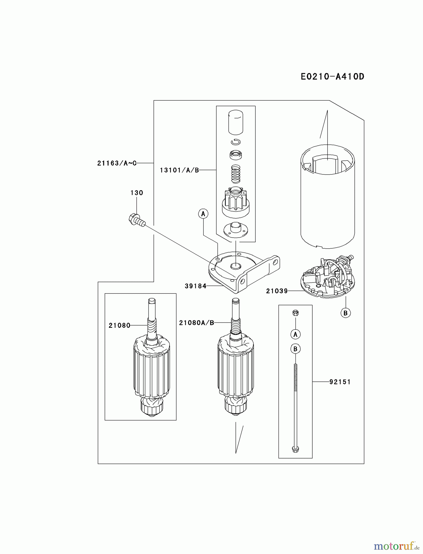  Kawasaki Motoren Motoren Vertikal FH641V - DS25 bis FS481V - BS13 FH721V-ES24 - Kawasaki FH721V 4-Stroke Engine STARTER(~FH721-D02132)