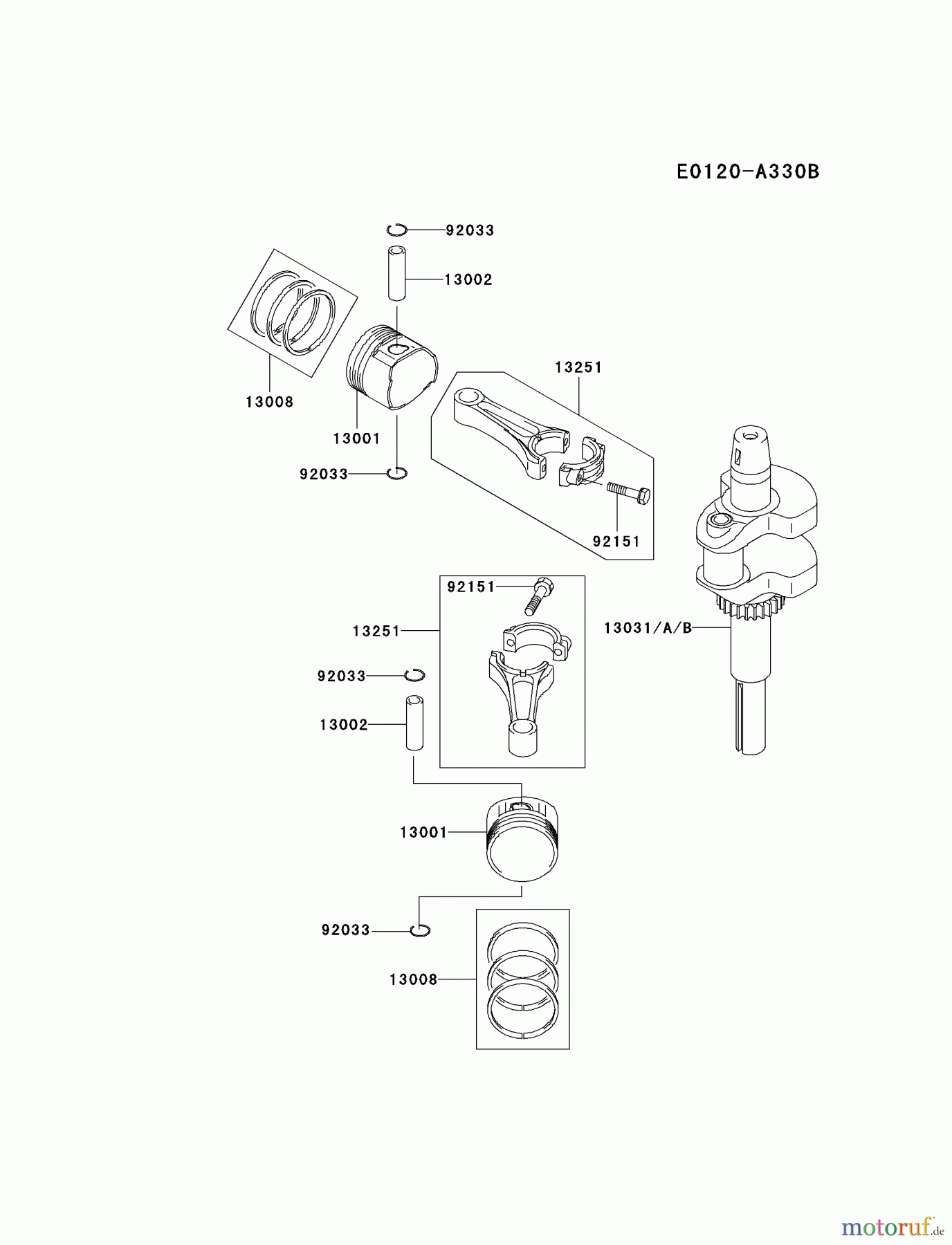  Kawasaki Motoren Motoren Vertikal FA210V - AS02 bis FH641V - DS24 FH580V-BW00 - Kawasaki FH580V 4-Stroke Engine PISTON/CRANKSHAFT