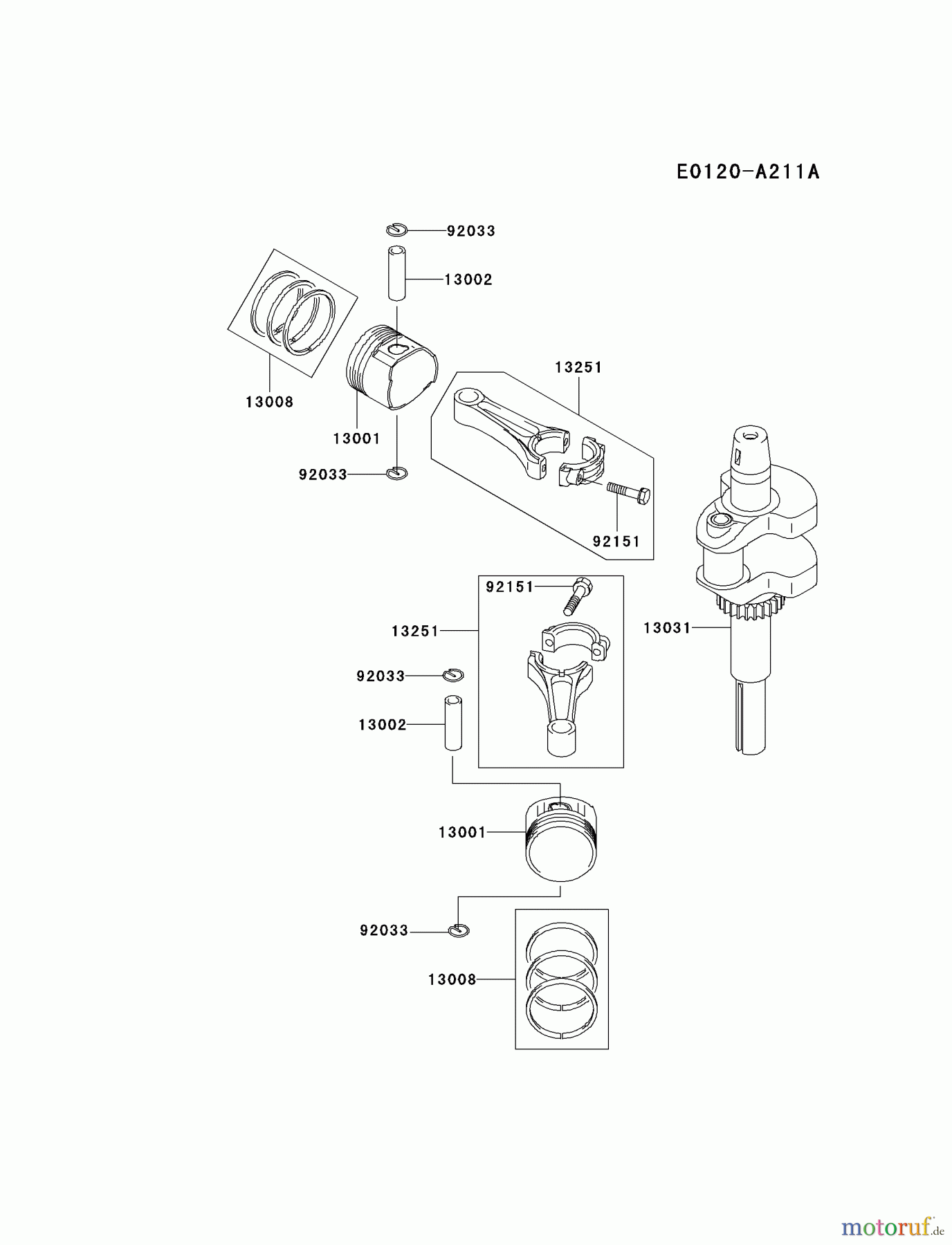  Kawasaki Motoren Motoren Vertikal FA210V - AS02 bis FH641V - DS24 FH541V-BS24 - Kawasaki FH541V 4-Stroke Engine PISTON/CRANKSHAFT