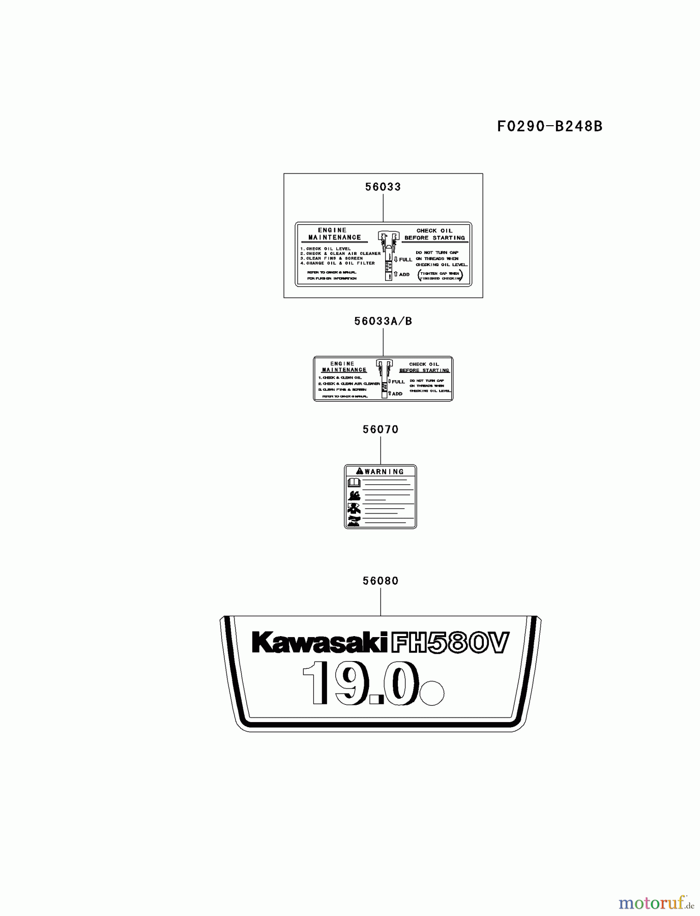  Kawasaki Motoren Motoren Vertikal FA210V - AS02 bis FH641V - DS24 FH580V-CS14 - Kawasaki FH580V 4-Stroke Engine LABEL