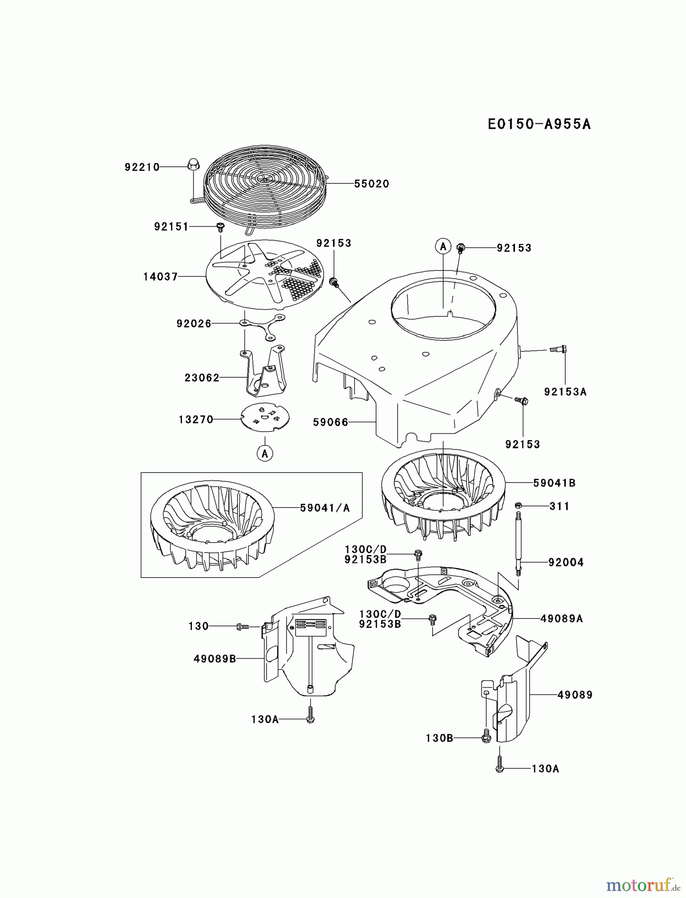  Kawasaki Motoren Motoren Vertikal FA210V - AS02 bis FH641V - DS24 FH580V-CS15 - Kawasaki FH580V 4-Stroke Engine COOLING-EQUIPMENT