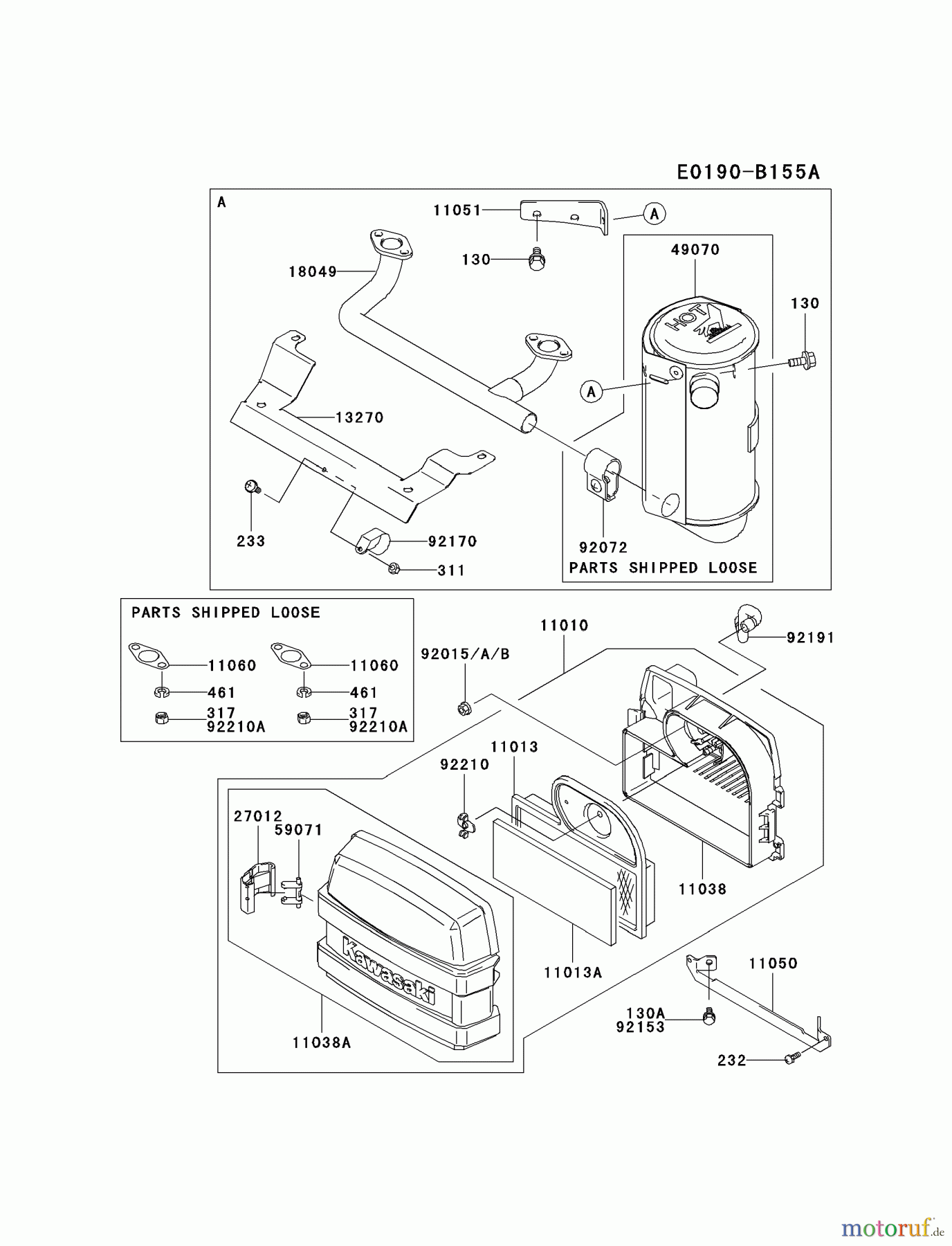  Kawasaki Motoren Motoren Vertikal FA210V - AS02 bis FH641V - DS24 FH580V-AS16 - Kawasaki FH580V 4-Stroke Engine AIR-FILTER/MUFFLER