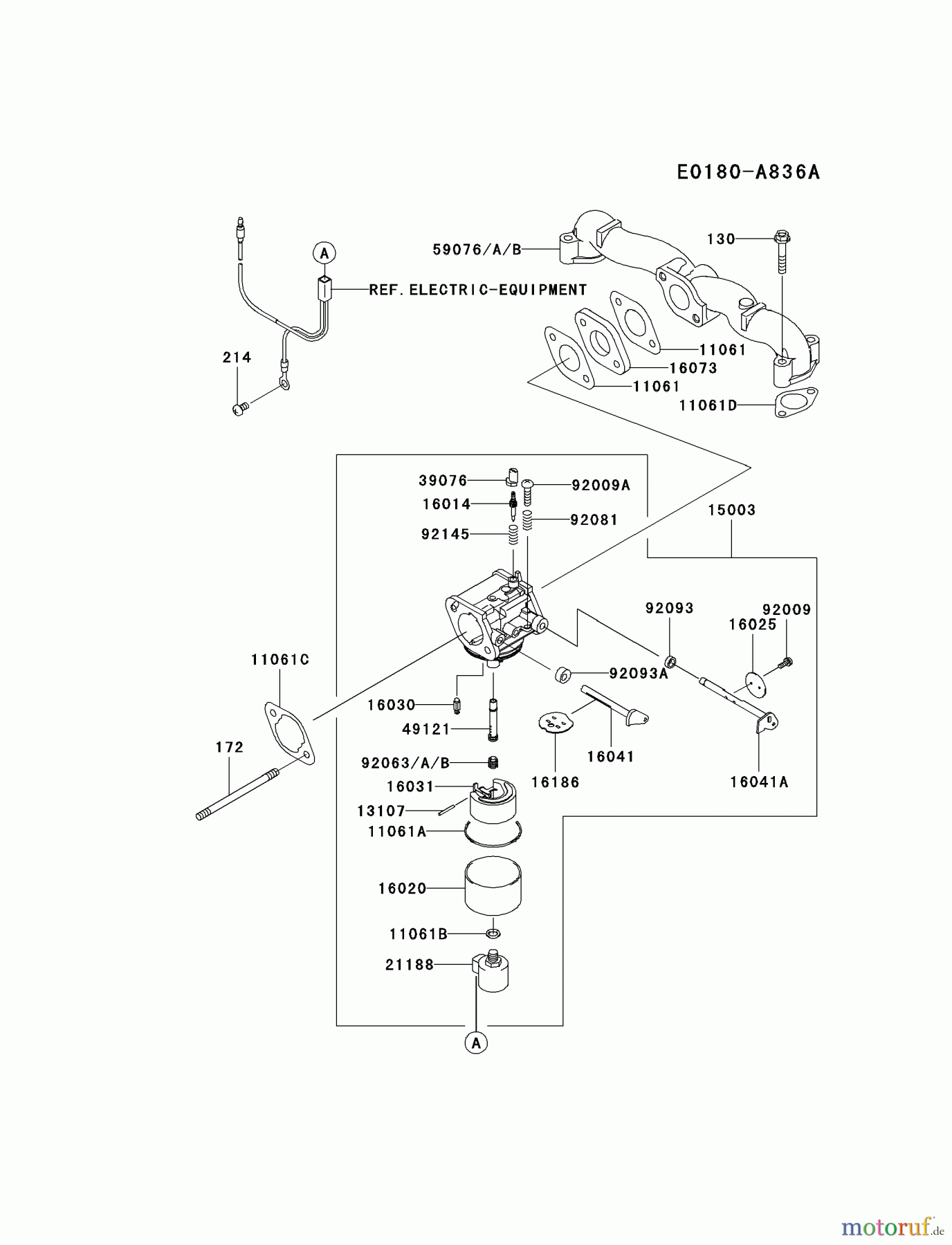  Kawasaki Motoren Motoren Vertikal FA210V - AS02 bis FH641V - DS24 FH541V-DS01 - Kawasaki FH541V 4-Stroke Engine CARBURETOR