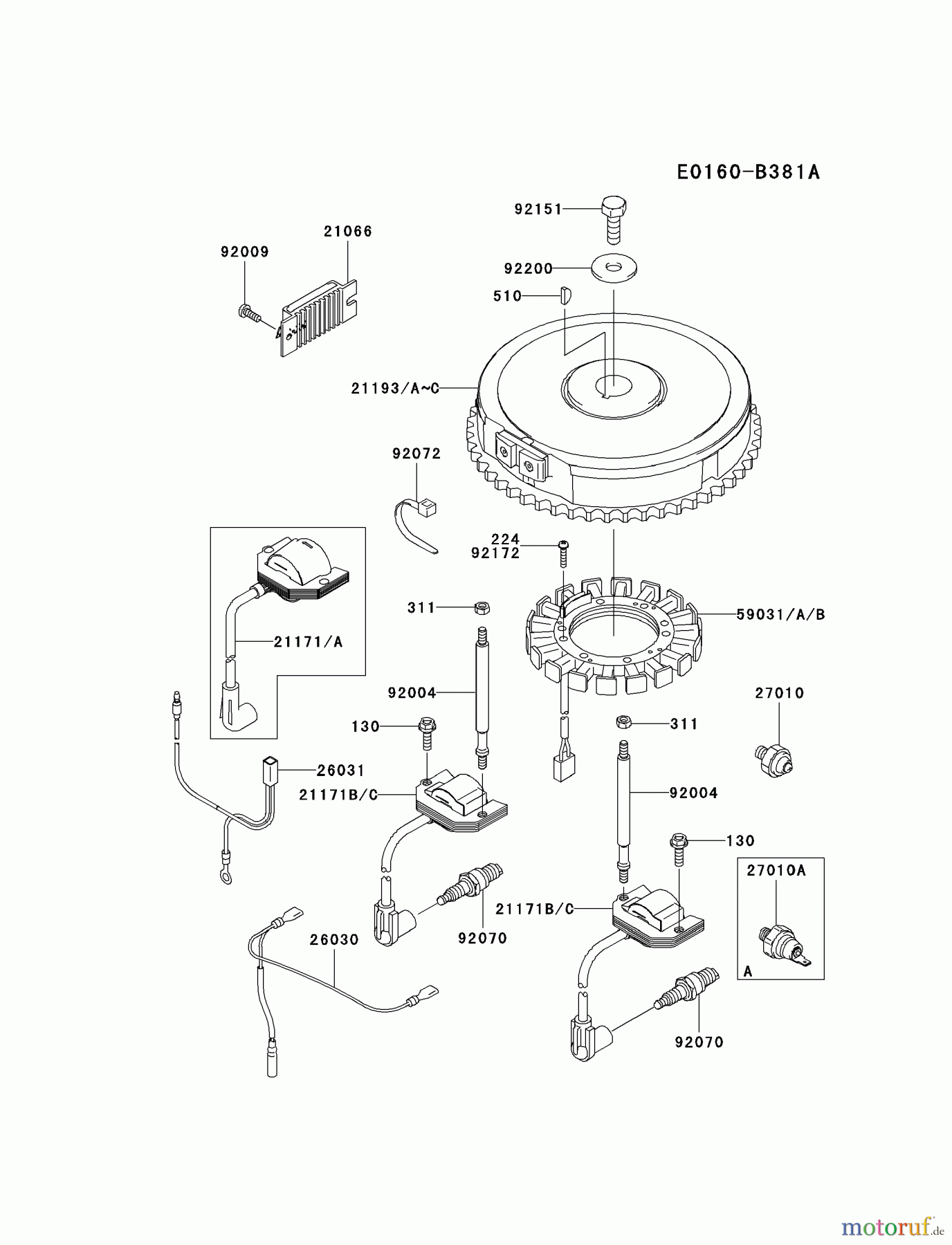  Kawasaki Motoren Motoren Vertikal FA210V - AS02 bis FH641V - DS24 FH580V-AS16 - Kawasaki FH580V 4-Stroke Engine ELECTRIC-EQUIPMENT