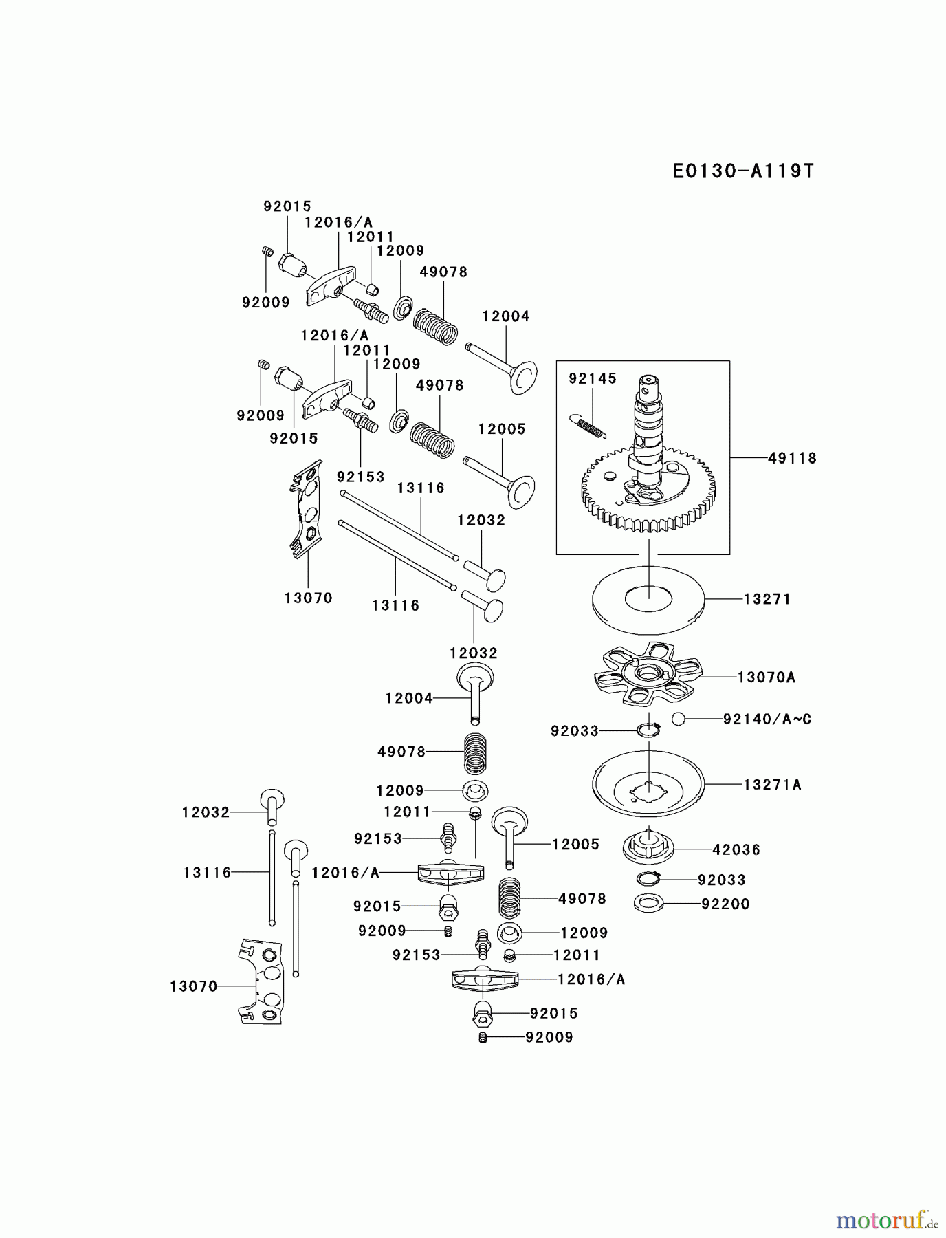  Kawasaki Motoren Motoren Vertikal FA210V - AS02 bis FH641V - DS24 FH580V-CS16 - Kawasaki FH580V 4-Stroke Engine VALVE/CAMSHAFT