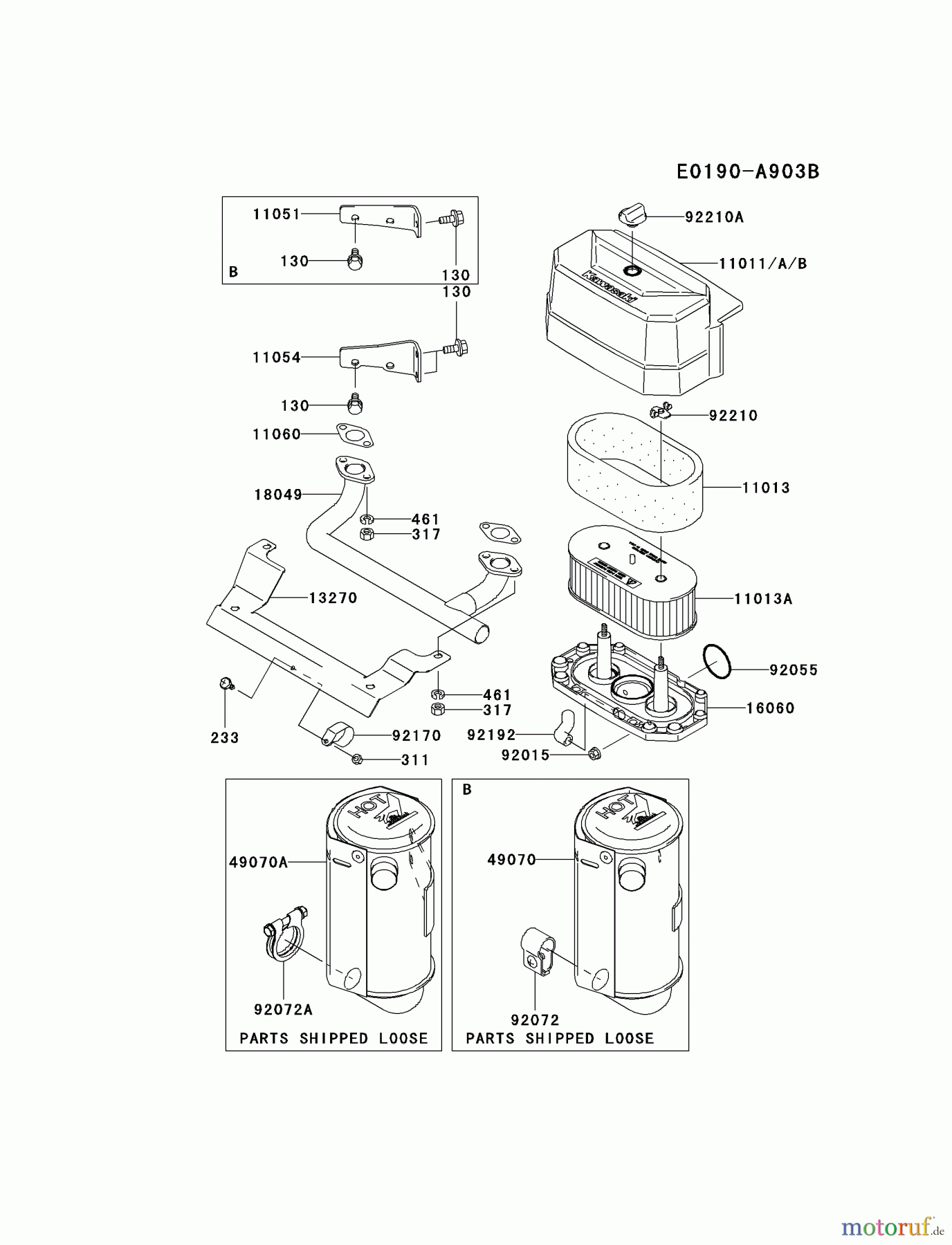  Kawasaki Motoren Motoren Vertikal FA210V - AS02 bis FH641V - DS24 FH580V-CS21 - Kawasaki FH580V 4-Stroke Engine AIR-FILTER/MUFFLER