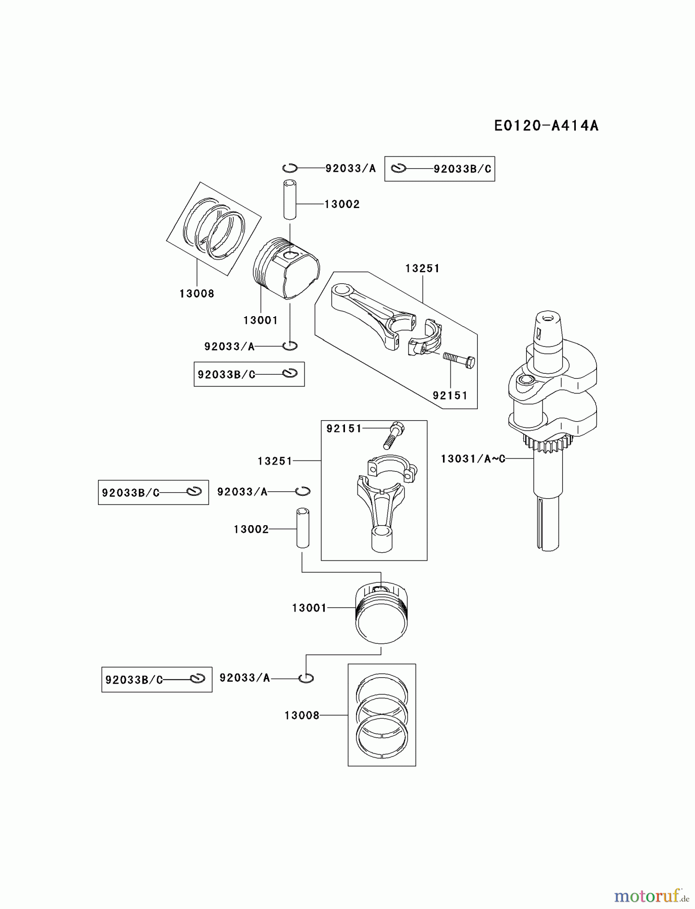  Kawasaki Motoren Motoren Vertikal FA210V - AS02 bis FH641V - DS24 FH580V-BS34 - Kawasaki FH580V 4-Stroke Engine PISTON/CRANKSHAFT