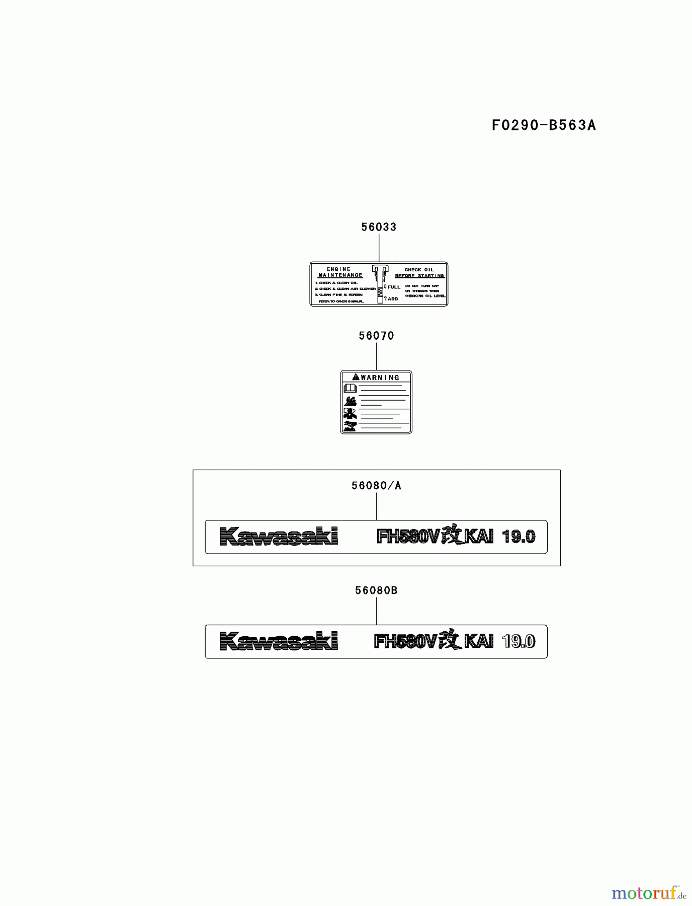  Kawasaki Motoren Motoren Vertikal FA210V - AS02 bis FH641V - DS24 FH580V-BS35 - Kawasaki FH580V 4-Stroke Engine LABEL