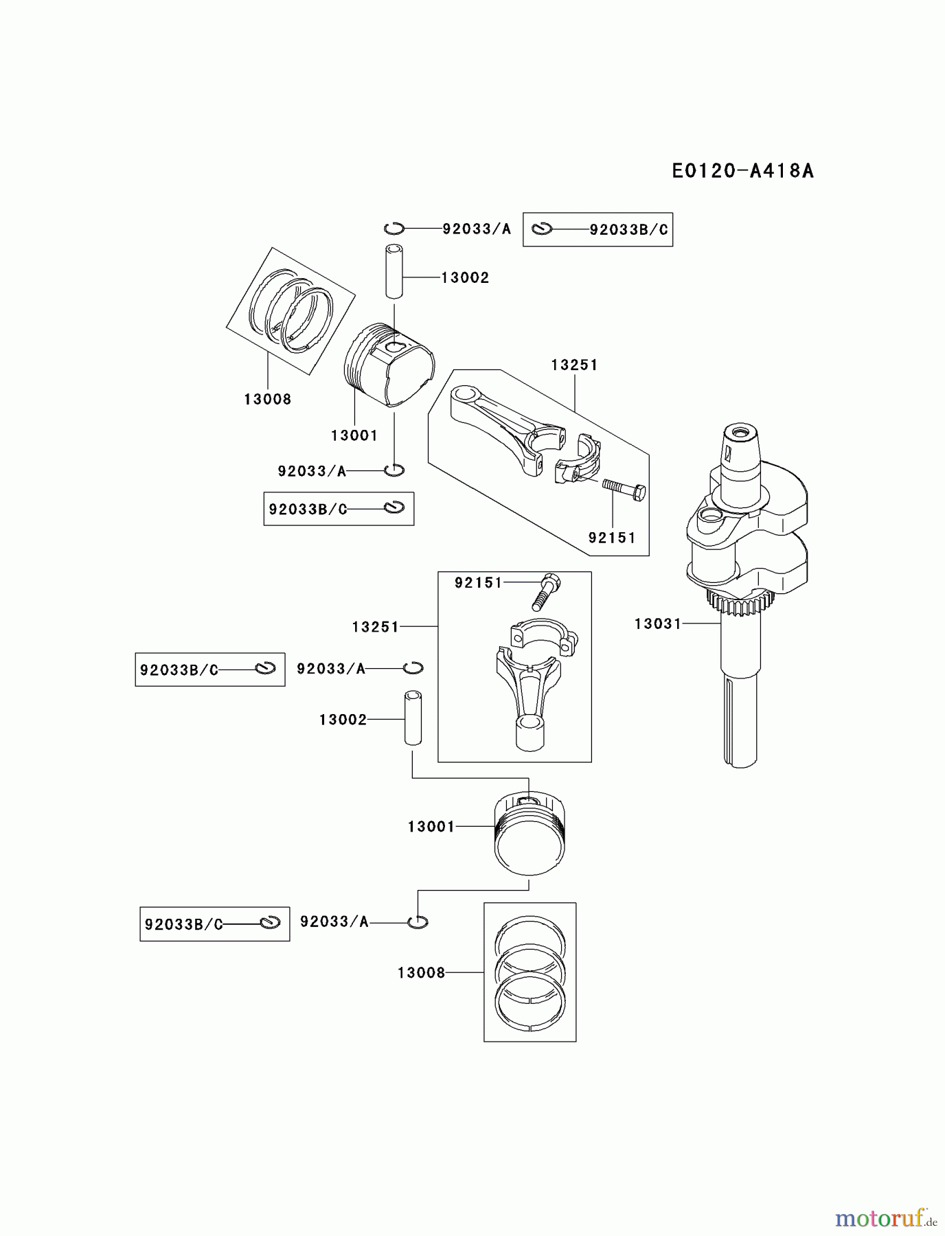  Kawasaki Motoren Motoren Vertikal FA210V - AS02 bis FH641V - DS24 FH580V-BS35 - Kawasaki FH580V 4-Stroke Engine PISTON/CRANKSHAFT