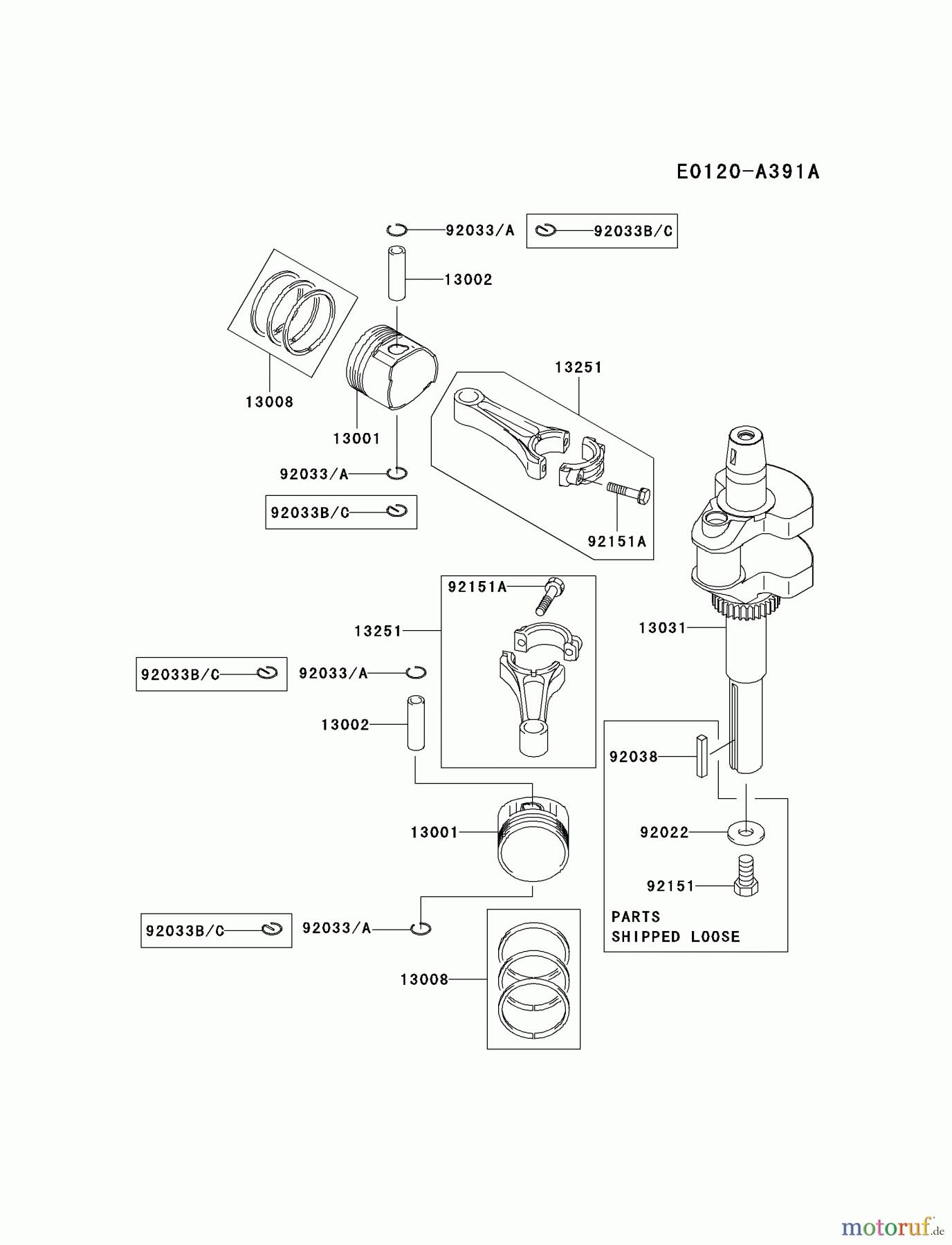  Kawasaki Motoren Motoren Vertikal FA210V - AS02 bis FH641V - DS24 FH580V-BS37 - Kawasaki FH580V 4-Stroke Engine PISTON/CRANKSHAFT