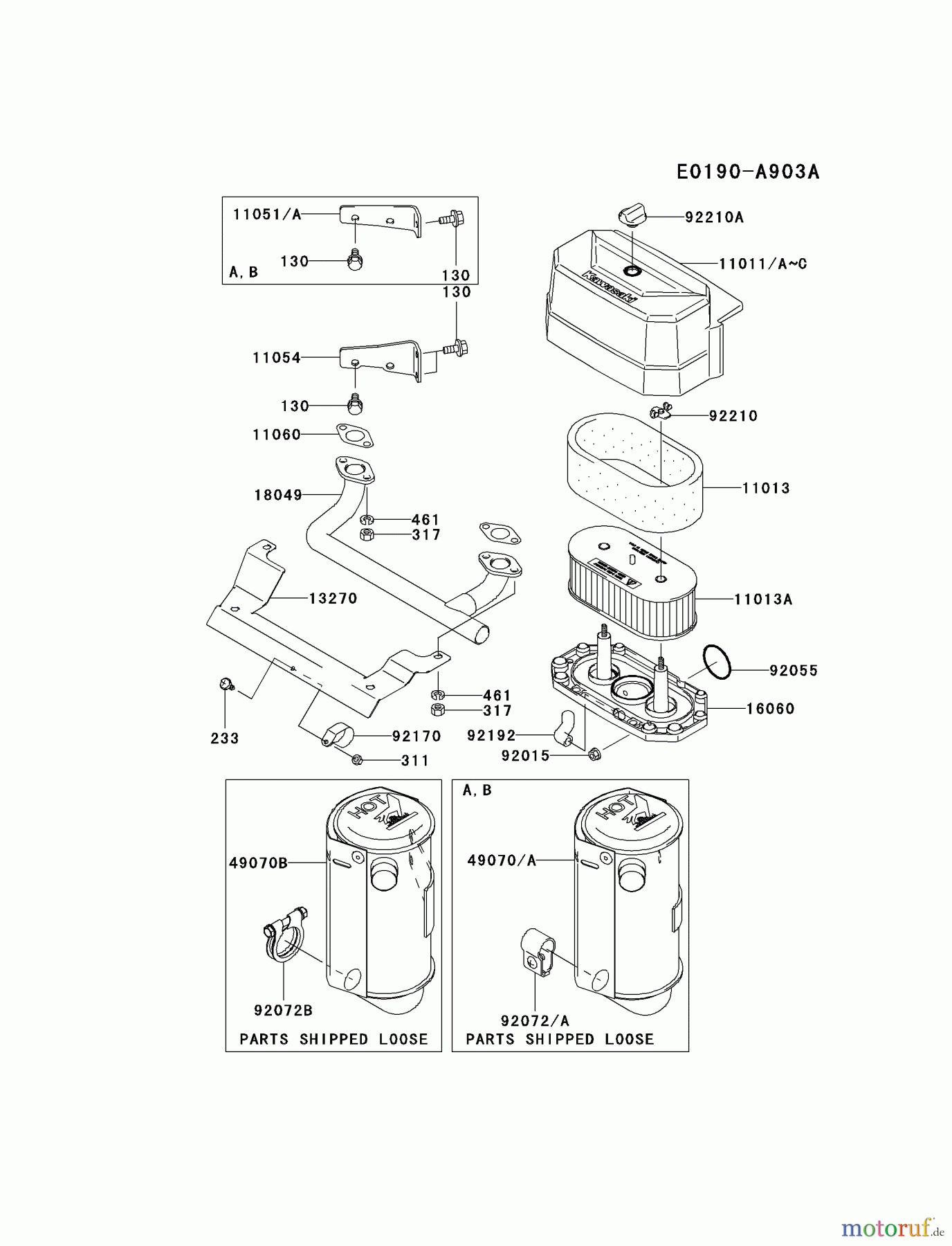  Kawasaki Motoren Motoren Vertikal FA210V - AS02 bis FH641V - DS24 FH541V-CS21 - Kawasaki FH541V 4-Stroke Engine AIR-FILTER/MUFFLER