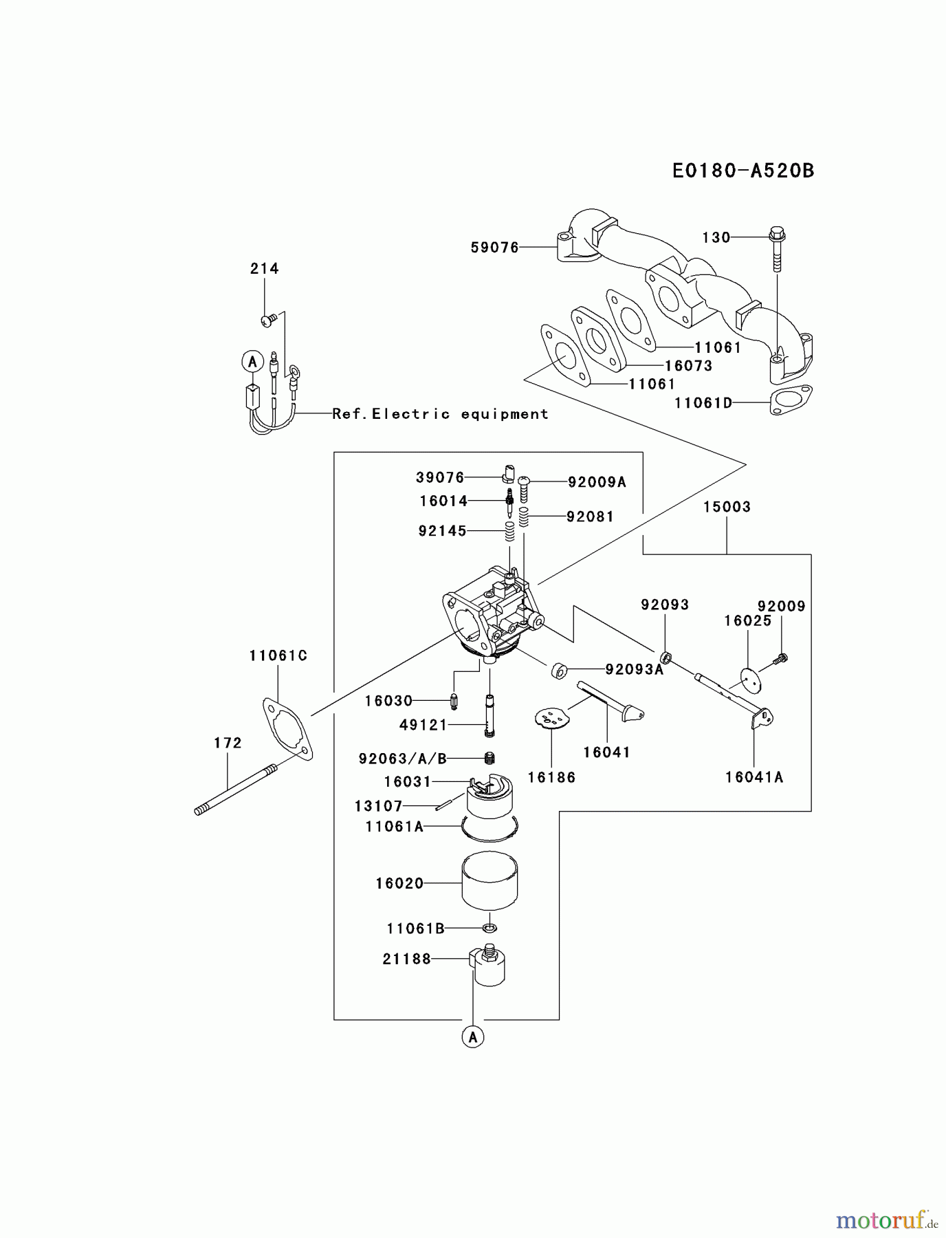  Kawasaki Motoren Motoren Vertikal FA210V - AS02 bis FH641V - DS24 FH580V-BS20 - Kawasaki FH580V 4-Stroke Engine CARBURETOR