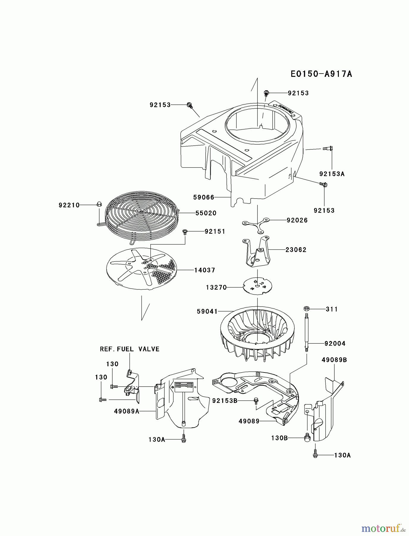  Kawasaki Motoren Motoren Vertikal FA210V - AS02 bis FH641V - DS24 FH580V-DS37 - Kawasaki FH580V 4-Stroke Engine COOLING-EQUIPMENT