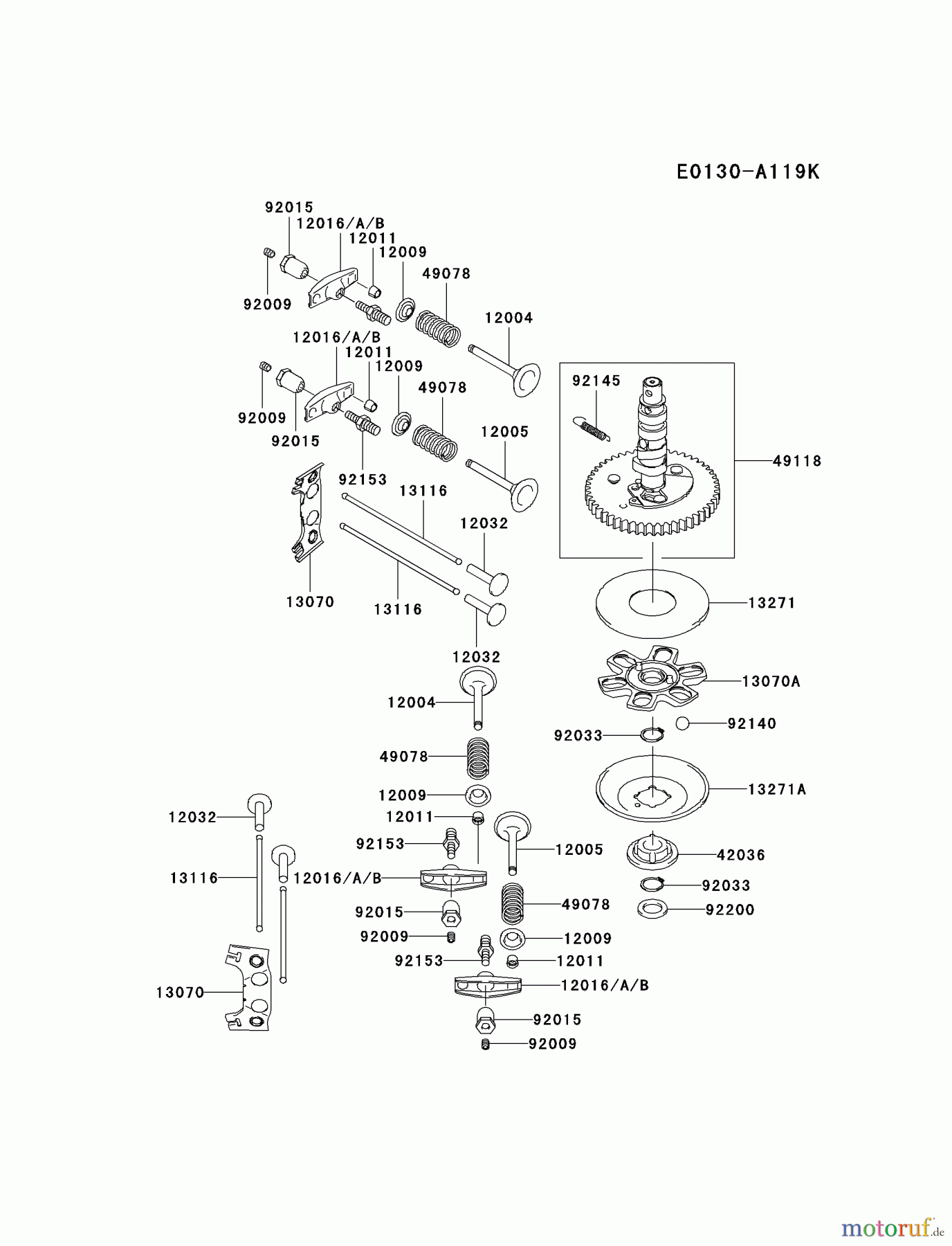  Kawasaki Motoren Motoren Vertikal FA210V - AS02 bis FH641V - DS24 FH580V-CS21 - Kawasaki FH580V 4-Stroke Engine VALVE/CAMSHAFT