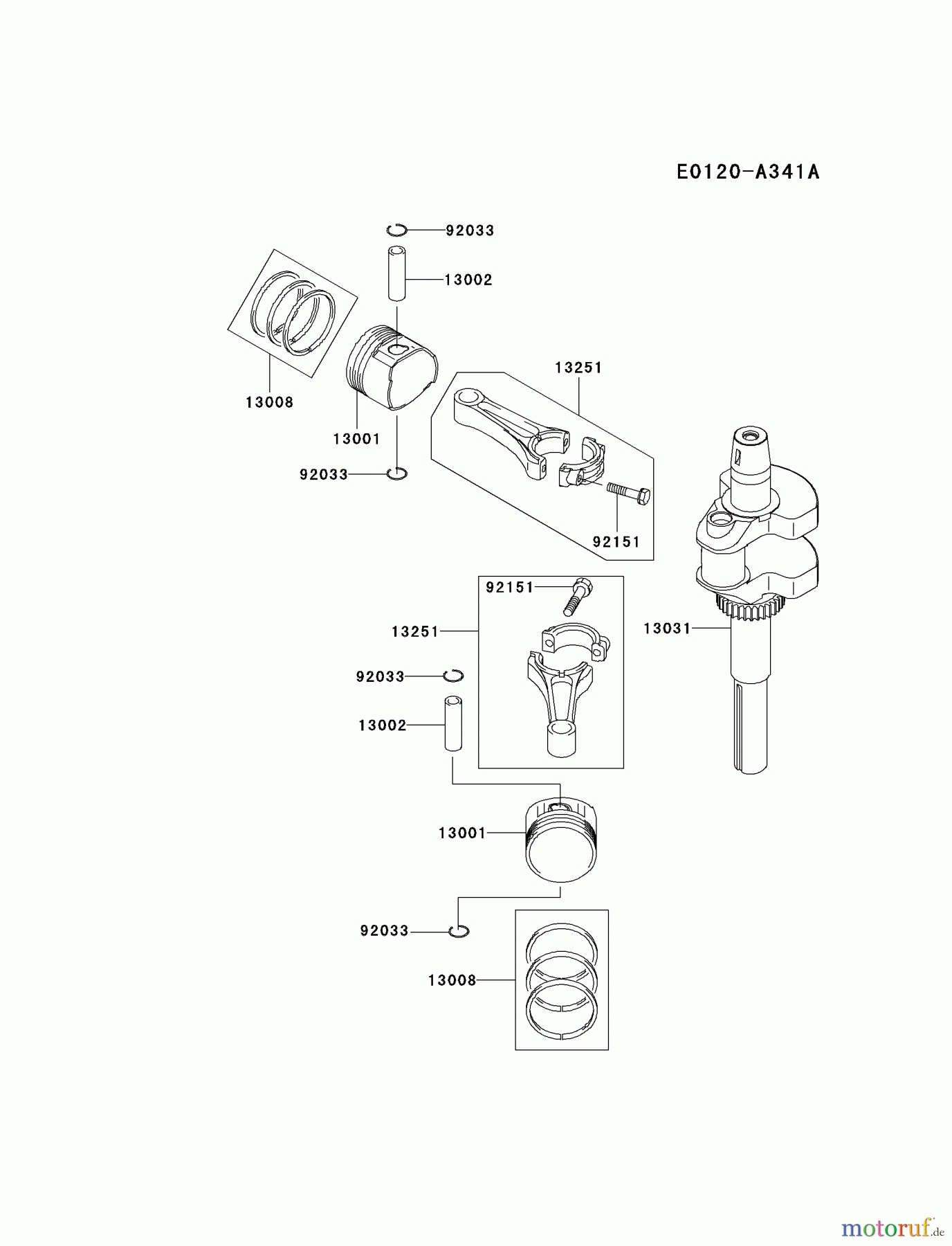  Kawasaki Motoren Motoren Vertikal FA210V - AS02 bis FH641V - DS24 FH541V-DS41 - Kawasaki FH541V 4-Stroke Engine PISTON/CRANKSHAFT