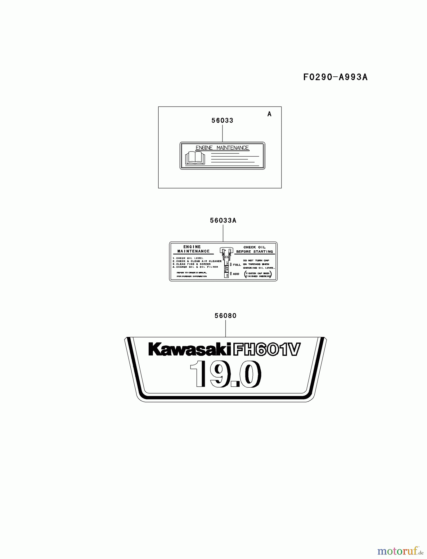  Kawasaki Motoren Motoren Vertikal FA210V - AS02 bis FH641V - DS24 FH601V-AS14 - Kawasaki FH601V 4-Stroke Engine LABEL