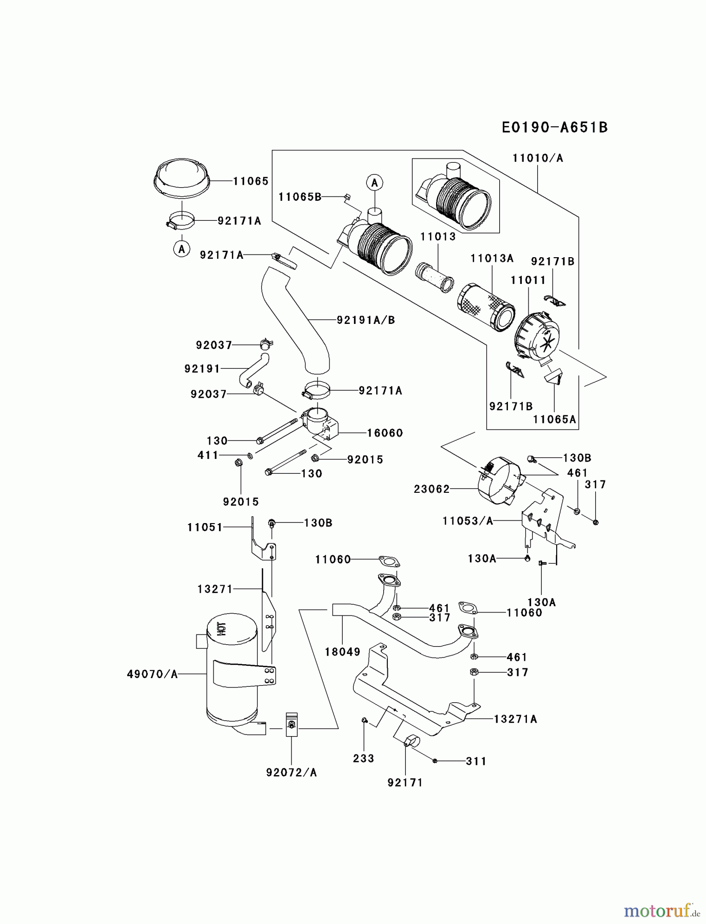  Kawasaki Motoren Motoren Vertikal FA210V - AS02 bis FH641V - DS24 FH601V-BS20 - Kawasaki FH601V 4-Stroke Engine AIR-FILTER/MUFFLER