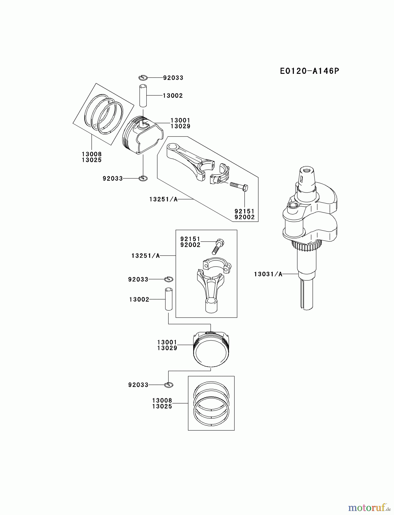  Kawasaki Motoren Motoren Vertikal FA210V - AS02 bis FH641V - DS24 FH601V-AS18 - Kawasaki FH601V 4-Stroke Engine PISTON/CRANKSHAFT