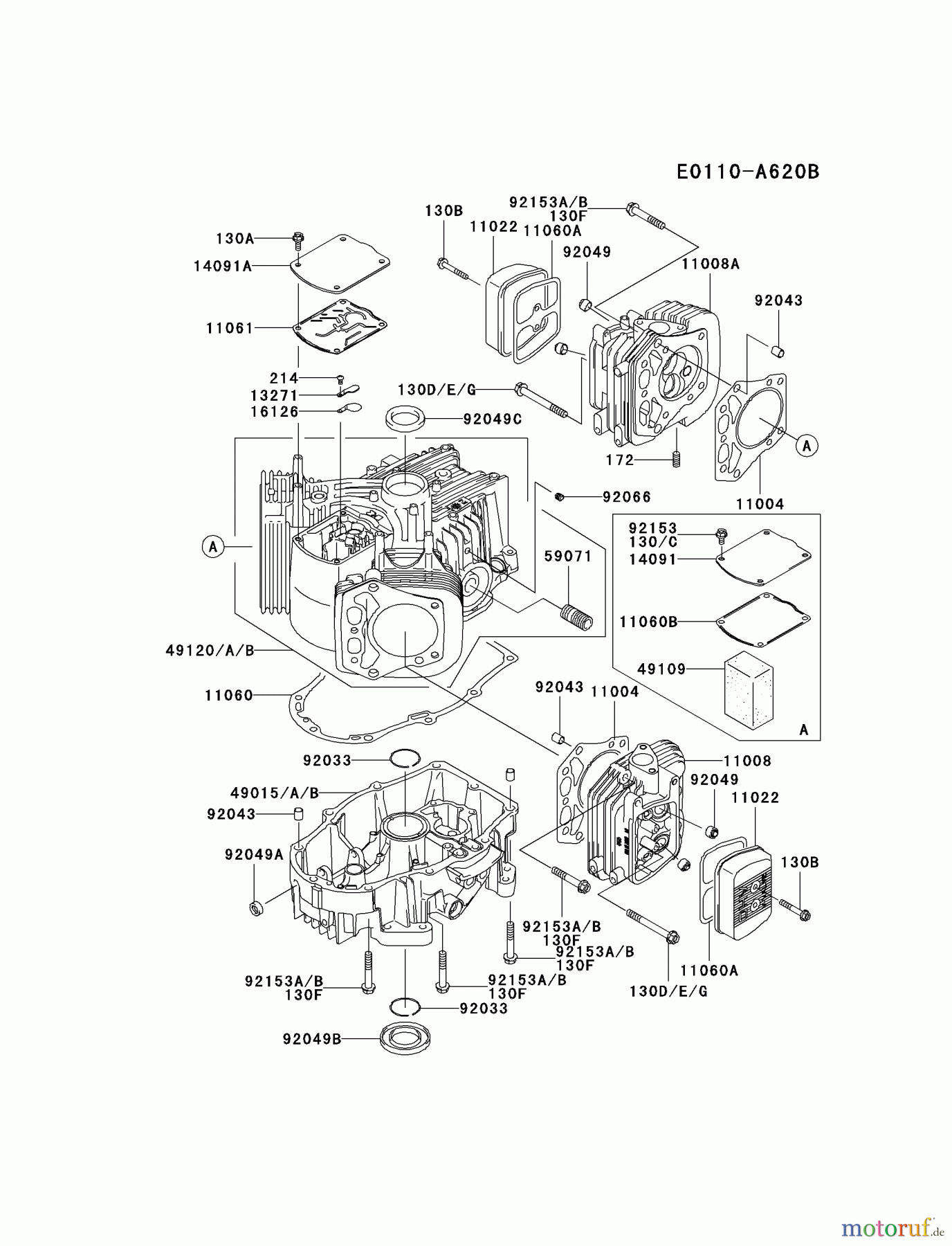  Kawasaki Motoren Motoren Vertikal FA210V - AS02 bis FH641V - DS24 FH601V-BS33 - Kawasaki FH601V 4-Stroke Engine CYLINDER/CRANKCASE #2