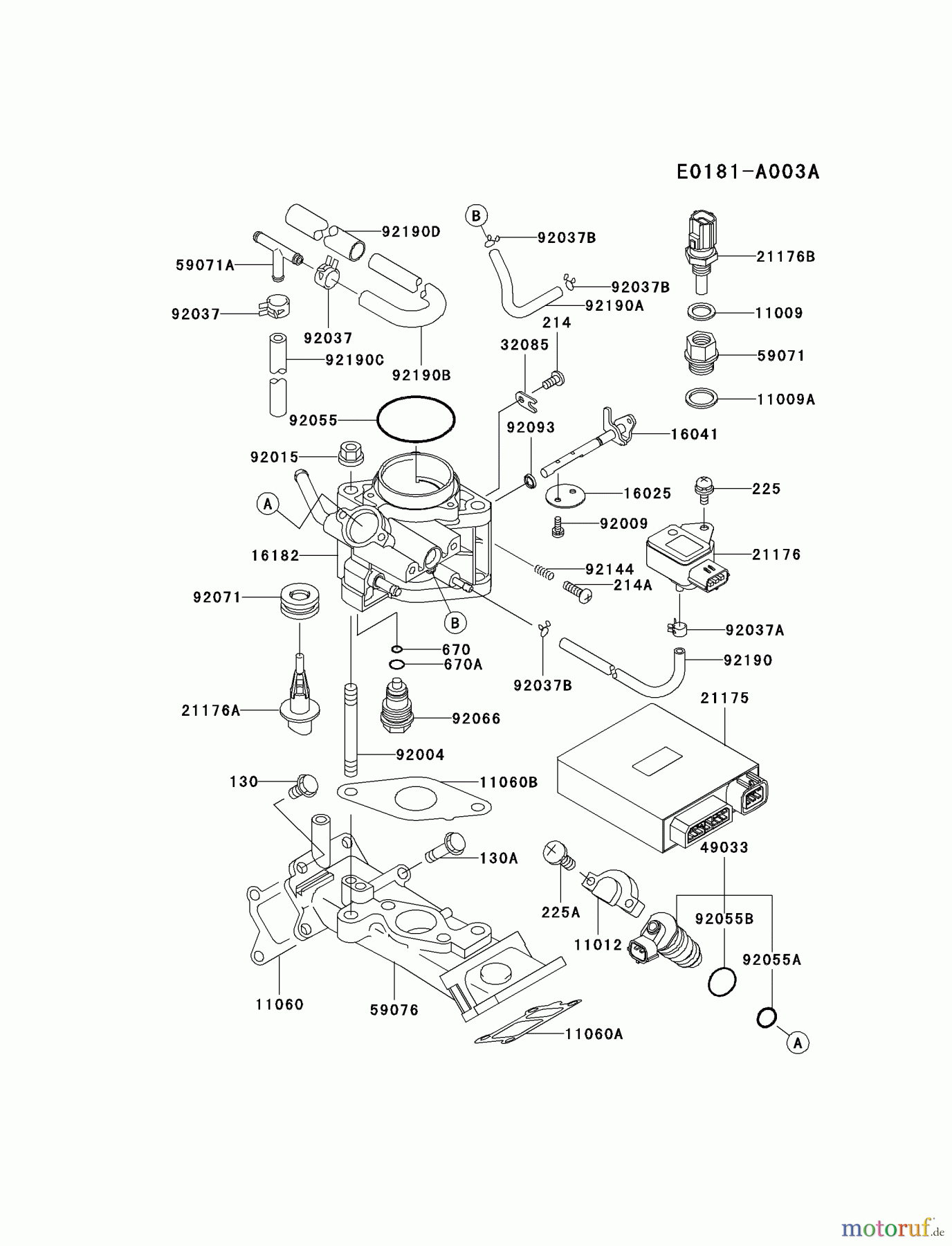  Kawasaki Motoren Motoren, Horizontal FD661D-AS06 - Kawasaki FD661D 4-Stroke Engine THROTTLE-EQUIPMENT