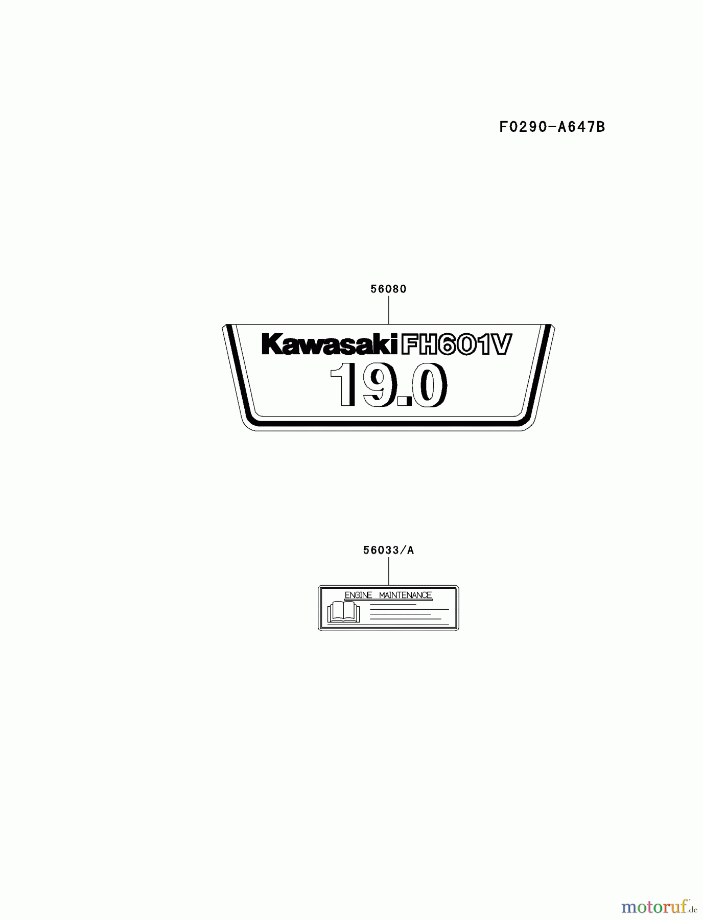  Kawasaki Motoren Motoren Vertikal FA210V - AS02 bis FH641V - DS24 FH601V-CS12 - Kawasaki FH601V 4-Stroke Engine LABEL