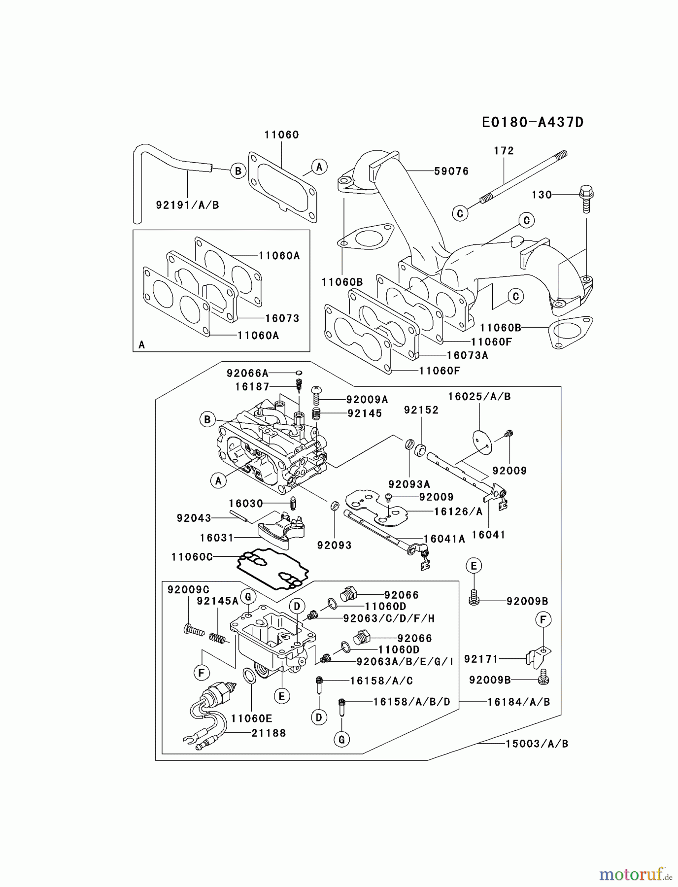  Kawasaki Motoren Motoren Vertikal FA210V - AS02 bis FH641V - DS24 FH601V-AS13 - Kawasaki FH601V 4-Stroke Engine CARBURETOR #2