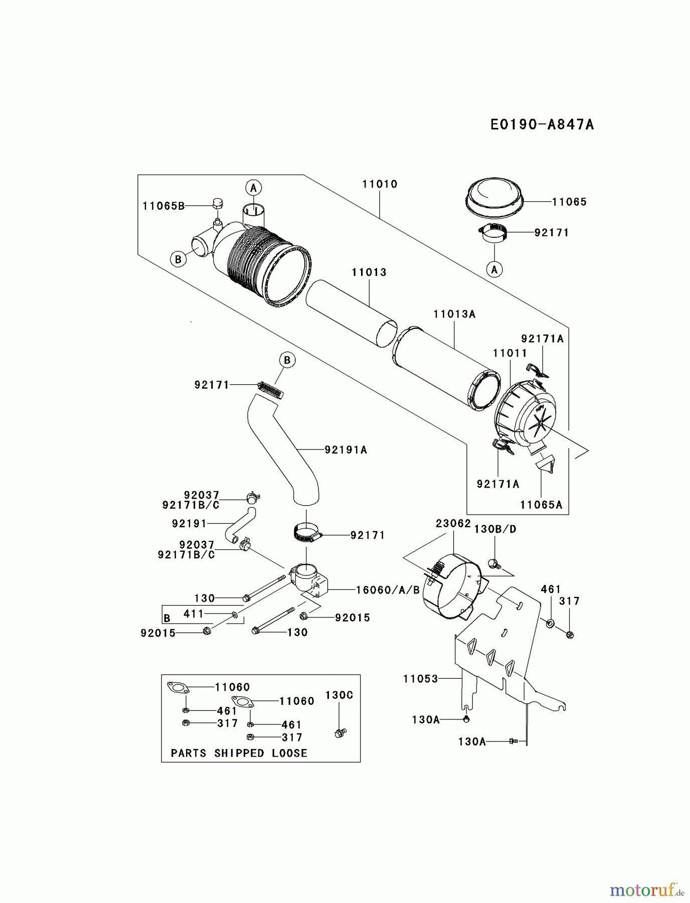  Kawasaki Motoren Motoren Vertikal FH641V - DS25 bis FS481V - BS13 FH680V-CS29 - Kawasaki FH680V 4-Stroke Engine AIR-FILTER/MUFFLER