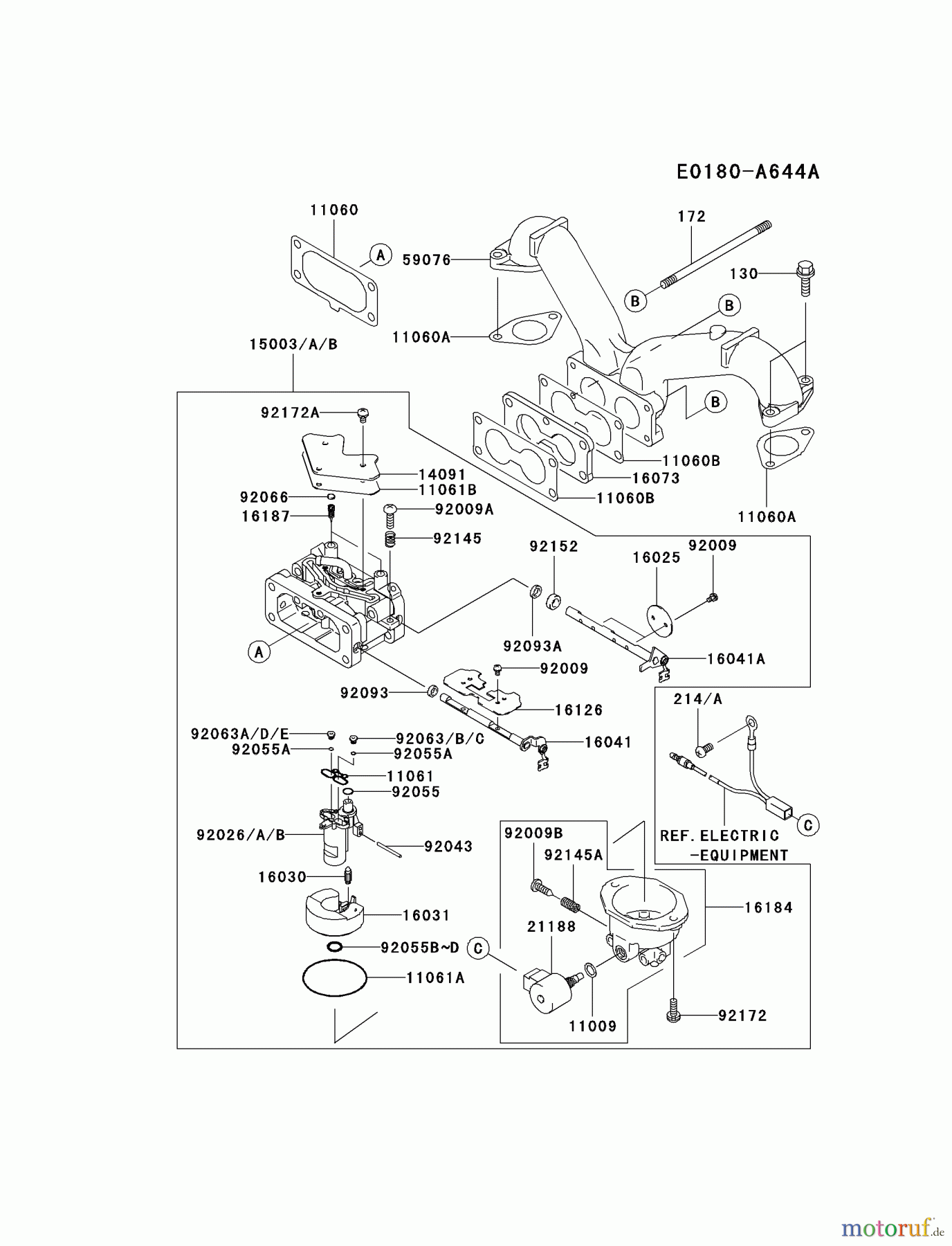  Kawasaki Motoren Motoren Vertikal FA210V - AS02 bis FH641V - DS24 FH601V-DS14 - Kawasaki FH601V 4-Stroke Engine CARBURETOR #1