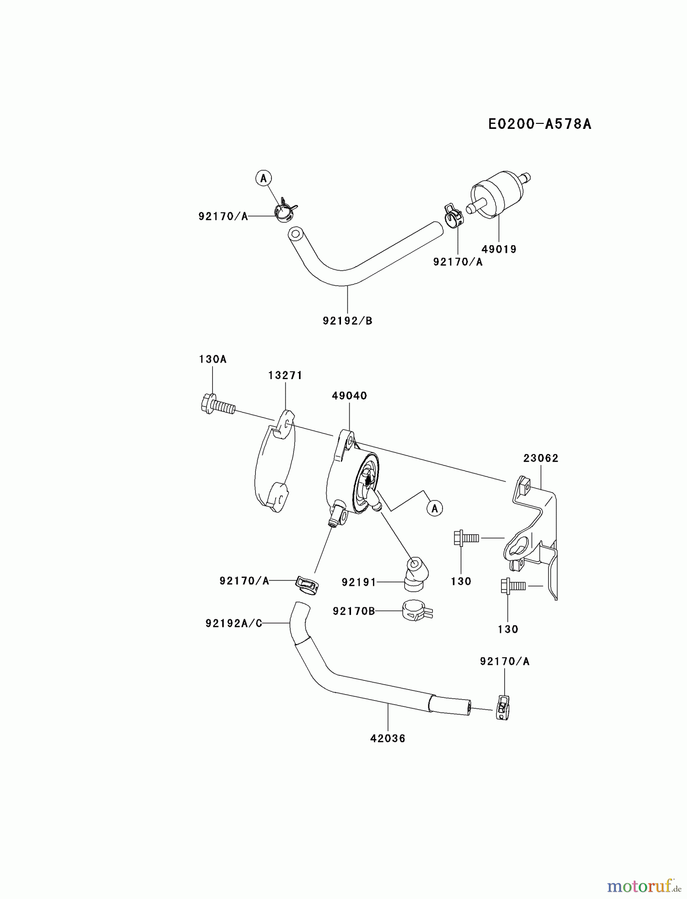  Kawasaki Motoren Motoren Vertikal FA210V - AS02 bis FH641V - DS24 FH601V-DS23 - Kawasaki FH601V 4-Stroke Engine FUEL-TANK/FUEL-VALVE