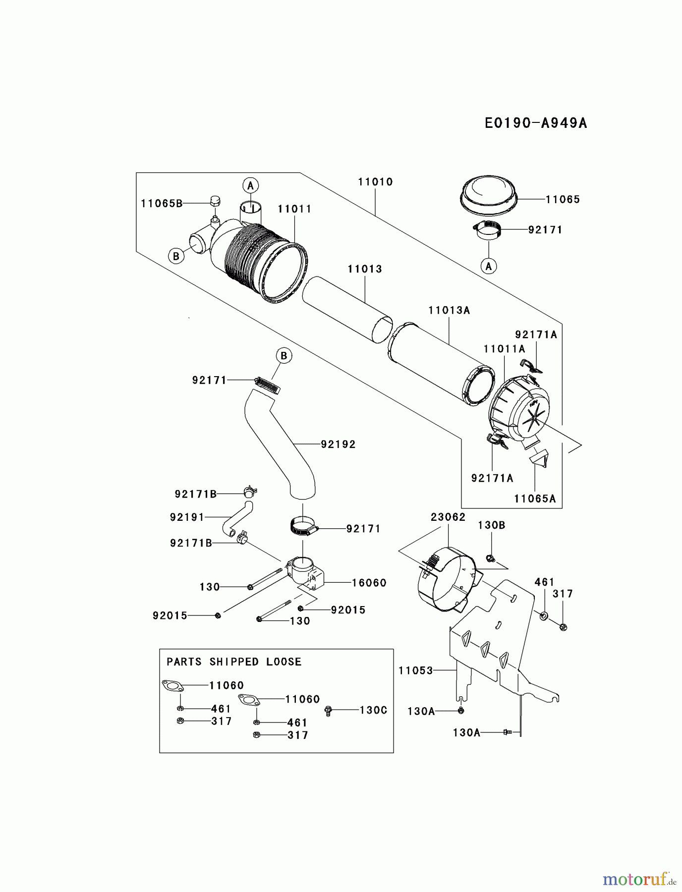  Kawasaki Motoren Motoren Vertikal FH641V - DS25 bis FS481V - BS13 FH721V-DS23 - Kawasaki FH721V 4-Stroke Engine AIR-FILTER/MUFFLER