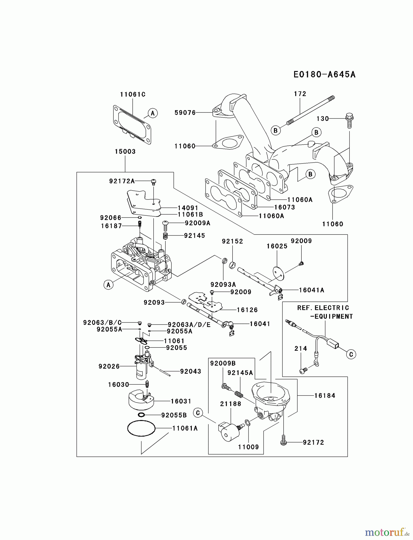  Kawasaki Motoren Motoren Vertikal FH641V - DS25 bis FS481V - BS13 FH721V-DS20 - Kawasaki FH721V 4-Stroke Engine CARBURETOR