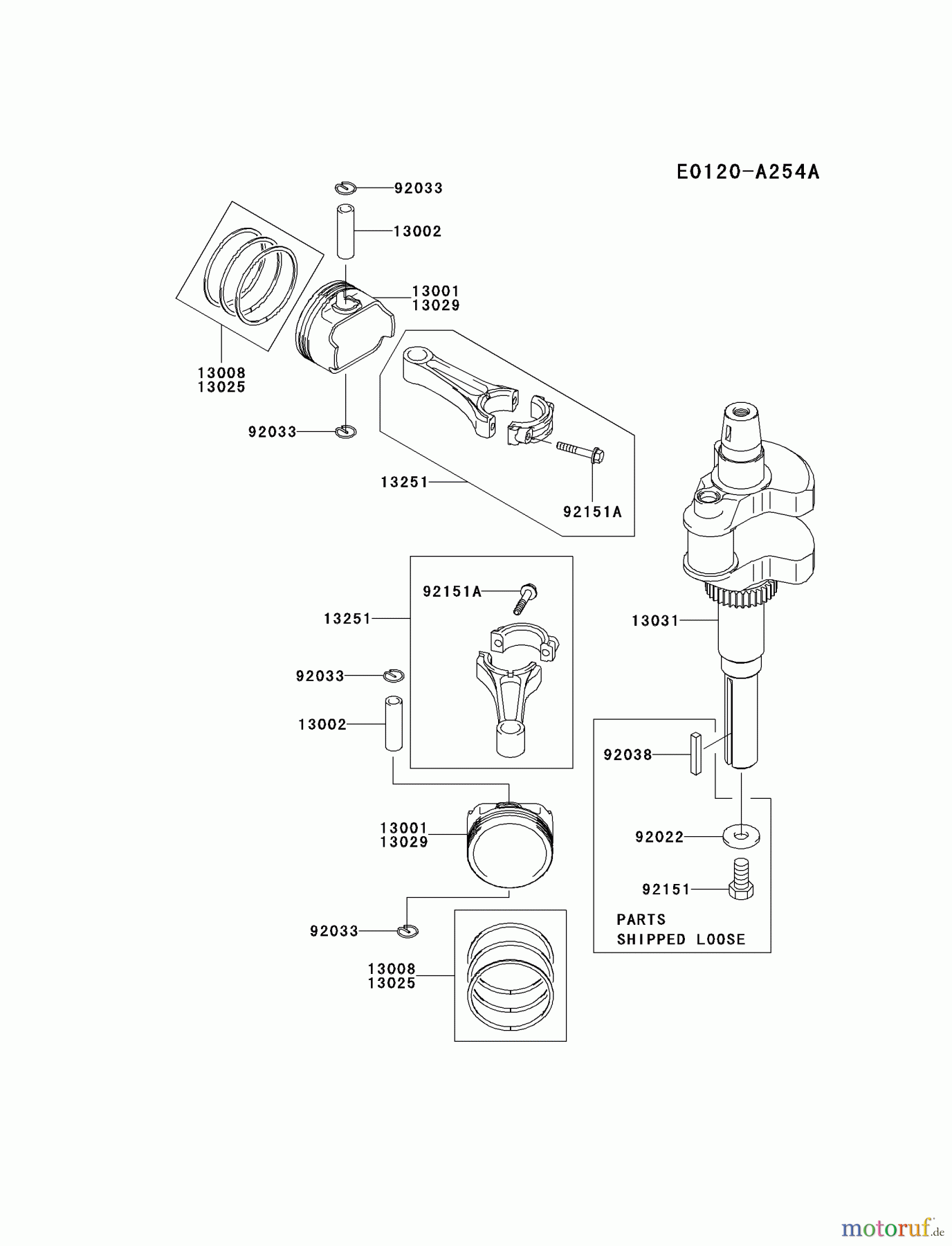  Kawasaki Motoren Motoren Vertikal FH641V - DS25 bis FS481V - BS13 FH721V-BS26 - Kawasaki FH721V 4-Stroke Engine PISTON/CRANKSHAFT