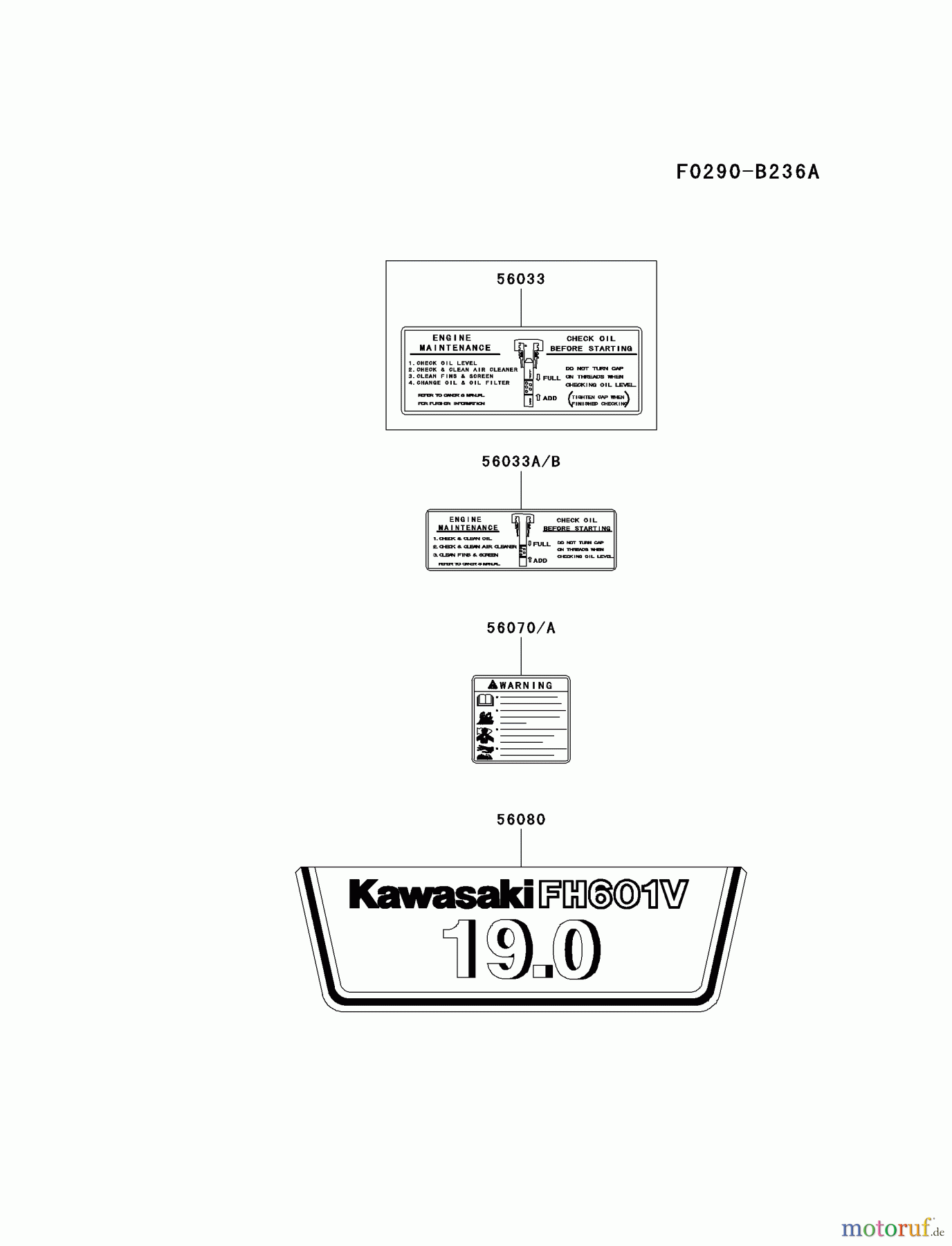  Kawasaki Motoren Motoren Vertikal FA210V - AS02 bis FH641V - DS24 FH601V-CS18 - Kawasaki FH601V 4-Stroke Engine LABEL