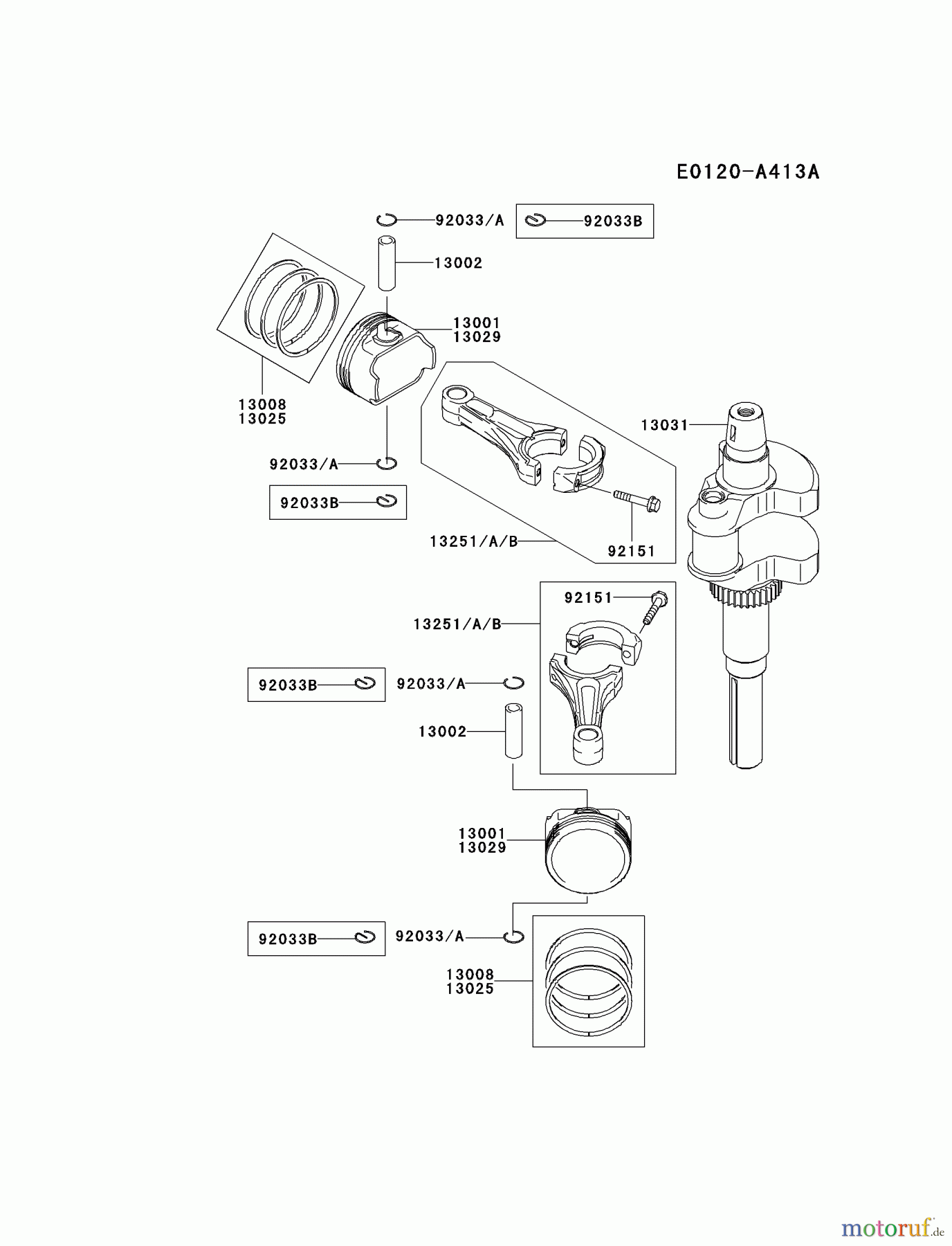  Kawasaki Motoren Motoren Vertikal FA210V - AS02 bis FH641V - DS24 FH601V-AS33 - Kawasaki FH601V 4-Stroke Engine PISTON/CRANKSHAFT