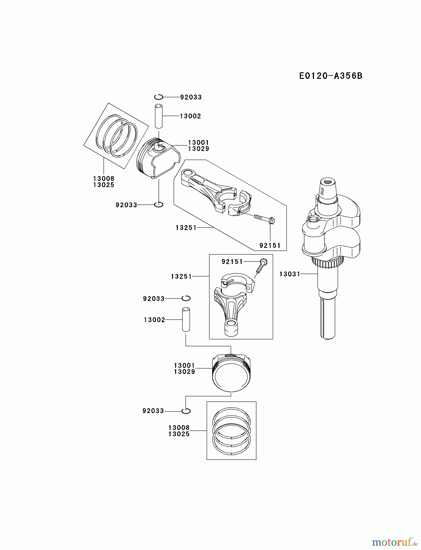  Kawasaki Motoren Motoren Vertikal FH641V - DS25 bis FS481V - BS13 FH680V-GS19 - Kawasaki FH680V 4-Stroke Engine PISTON/CRANKSHAFT