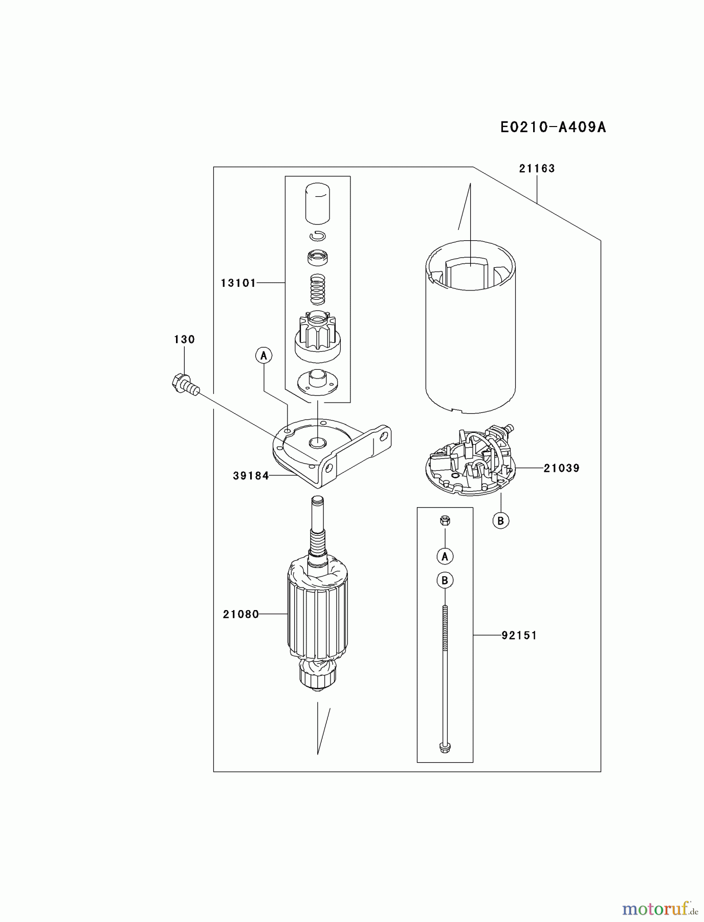  Kawasaki Motoren Motoren Vertikal FA210V - AS02 bis FH641V - DS24 FH580V-DS25 - Kawasaki FH580V 4-Stroke Engine STARTER(~FH580-B86000)