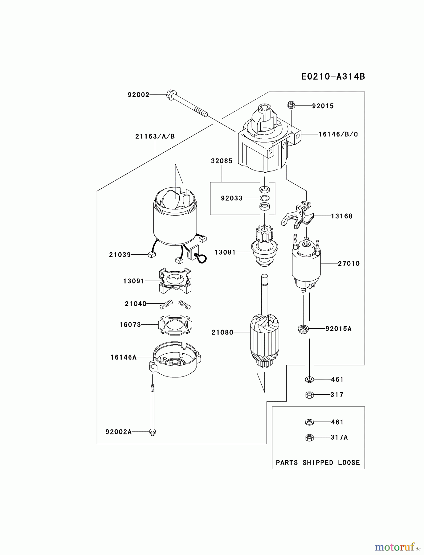  Kawasaki Motoren Motoren Vertikal FH641V - DS25 bis FS481V - BS13 FH641V-ES09 - Kawasaki FH641V 4-Stroke Engine STARTER