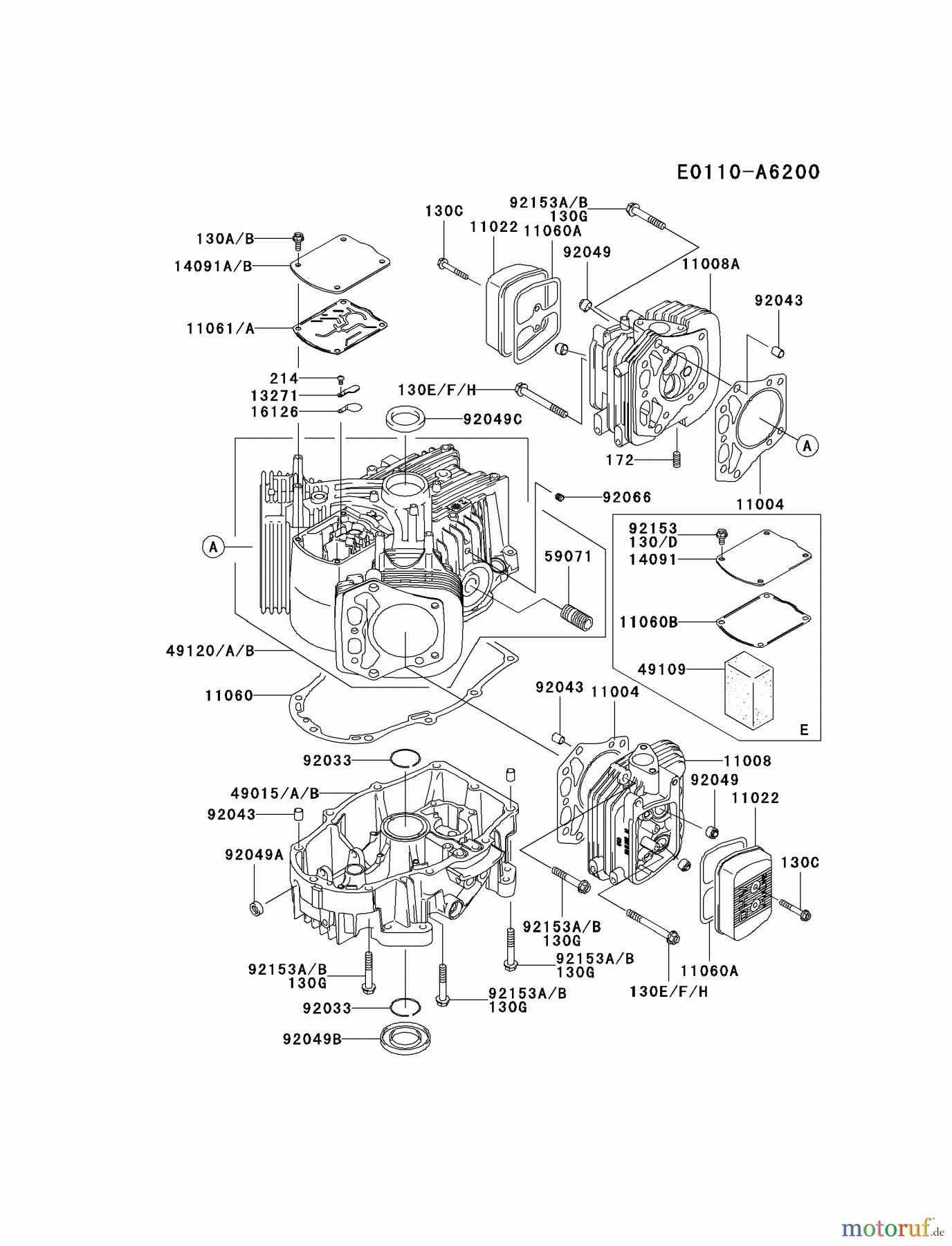  Kawasaki Motoren Motoren Vertikal FA210V - AS02 bis FH641V - DS24 FH601V-ES14 - Kawasaki FH601V 4-Stroke Engine CYLINDER/CRANKCASE #2