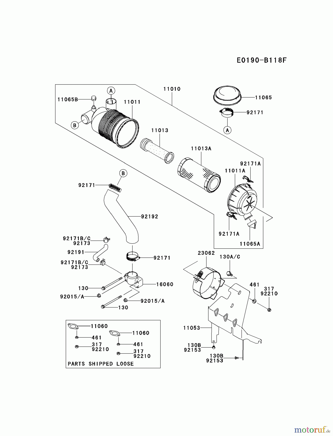  Kawasaki Motoren Motoren Vertikal FA210V - AS02 bis FH641V - DS24 FH601V-FS29 - Kawasaki FH601V 4-Stroke Engine AIR-FILTER/MUFFLER