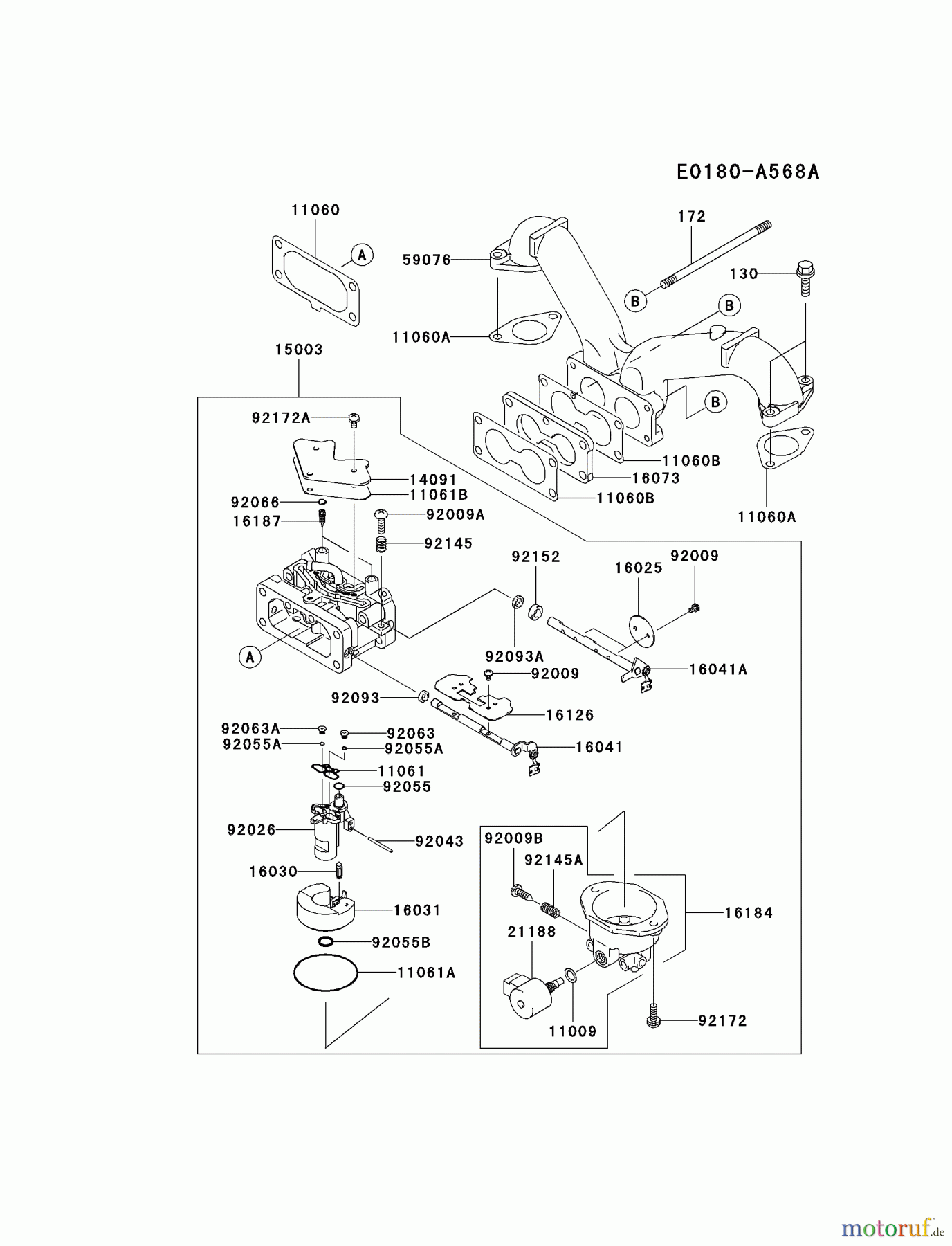  Kawasaki Motoren Motoren Vertikal FH641V - DS25 bis FS481V - BS13 FH680V-DS01 - Kawasaki FH680V 4-Stroke Engine CARBURETOR