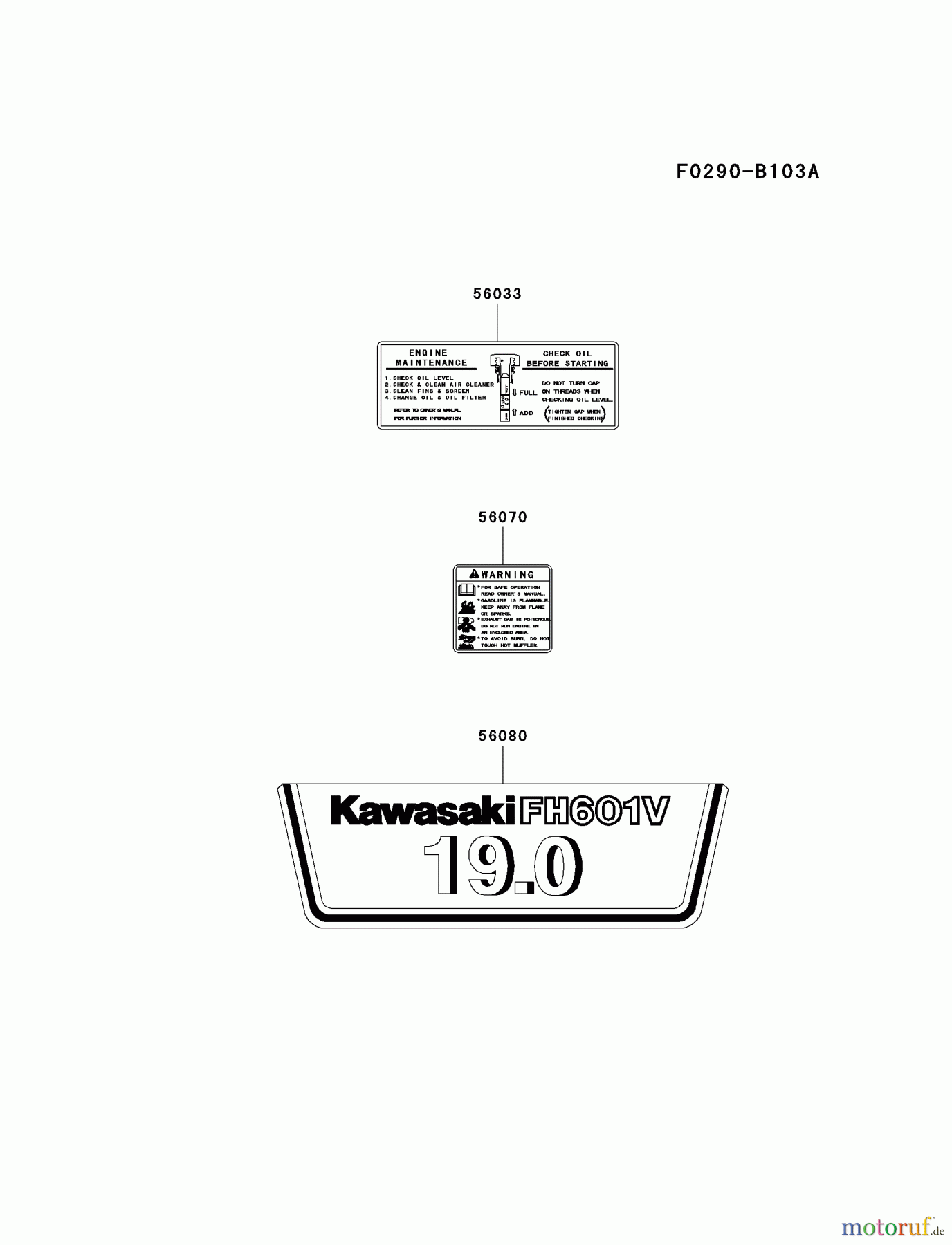  Kawasaki Motoren Motoren Vertikal FA210V - AS02 bis FH641V - DS24 FH601V-ES08 - Kawasaki FH601V 4-Stroke Engine LABEL