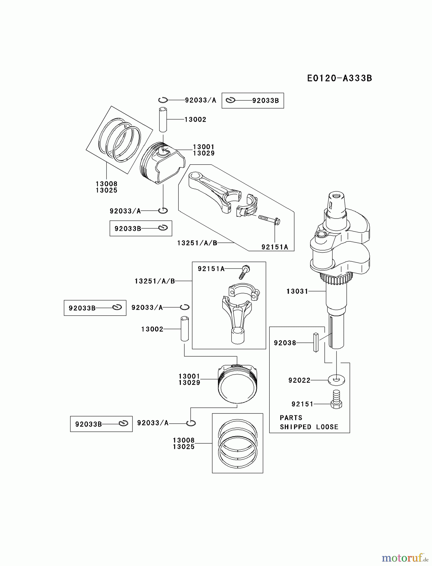  Kawasaki Motoren Motoren Vertikal FH641V - DS25 bis FS481V - BS13 FH721V-ES13 - Kawasaki FH721V 4-Stroke Engine PISTON/CRANKSHAFT