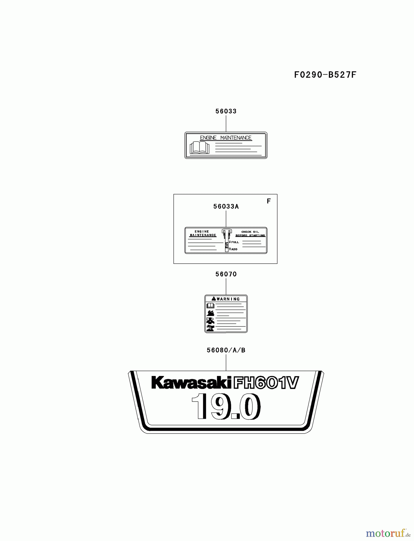  Kawasaki Motoren Motoren Vertikal FA210V - AS02 bis FH641V - DS24 FH601V-GS21 - Kawasaki FH601V 4-Stroke Engine LABEL