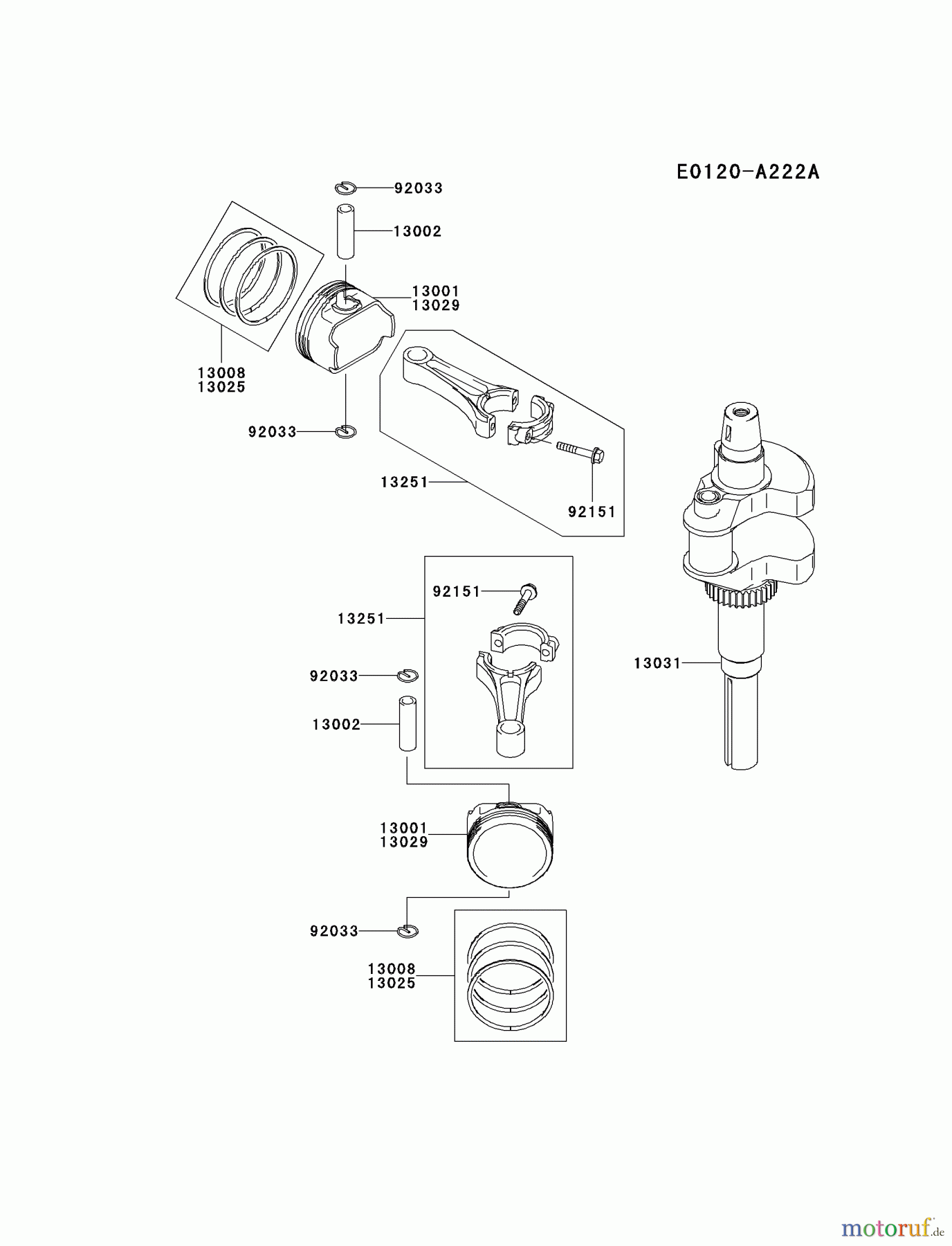  Kawasaki Motoren Motoren Vertikal FA210V - AS02 bis FH641V - DS24 FH641V-AS23 - Kawasaki FH641V 4-Stroke Engine PISTON/CRANKSHAFT