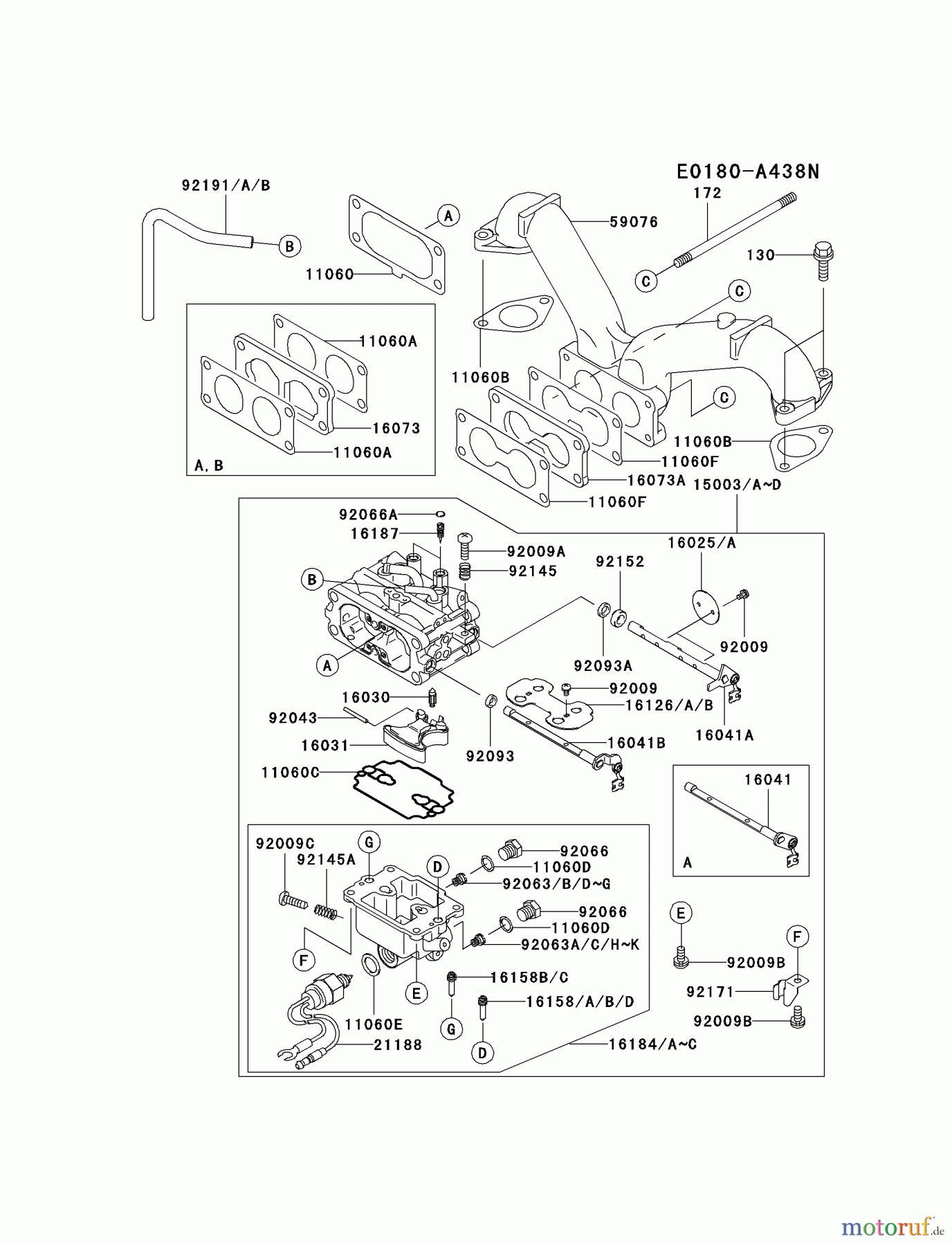  Kawasaki Motoren Motoren Vertikal FA210V - AS02 bis FH641V - DS24 FH641V-CS06 - Kawasaki FH641V 4-Stroke Engine CARBURETOR #2