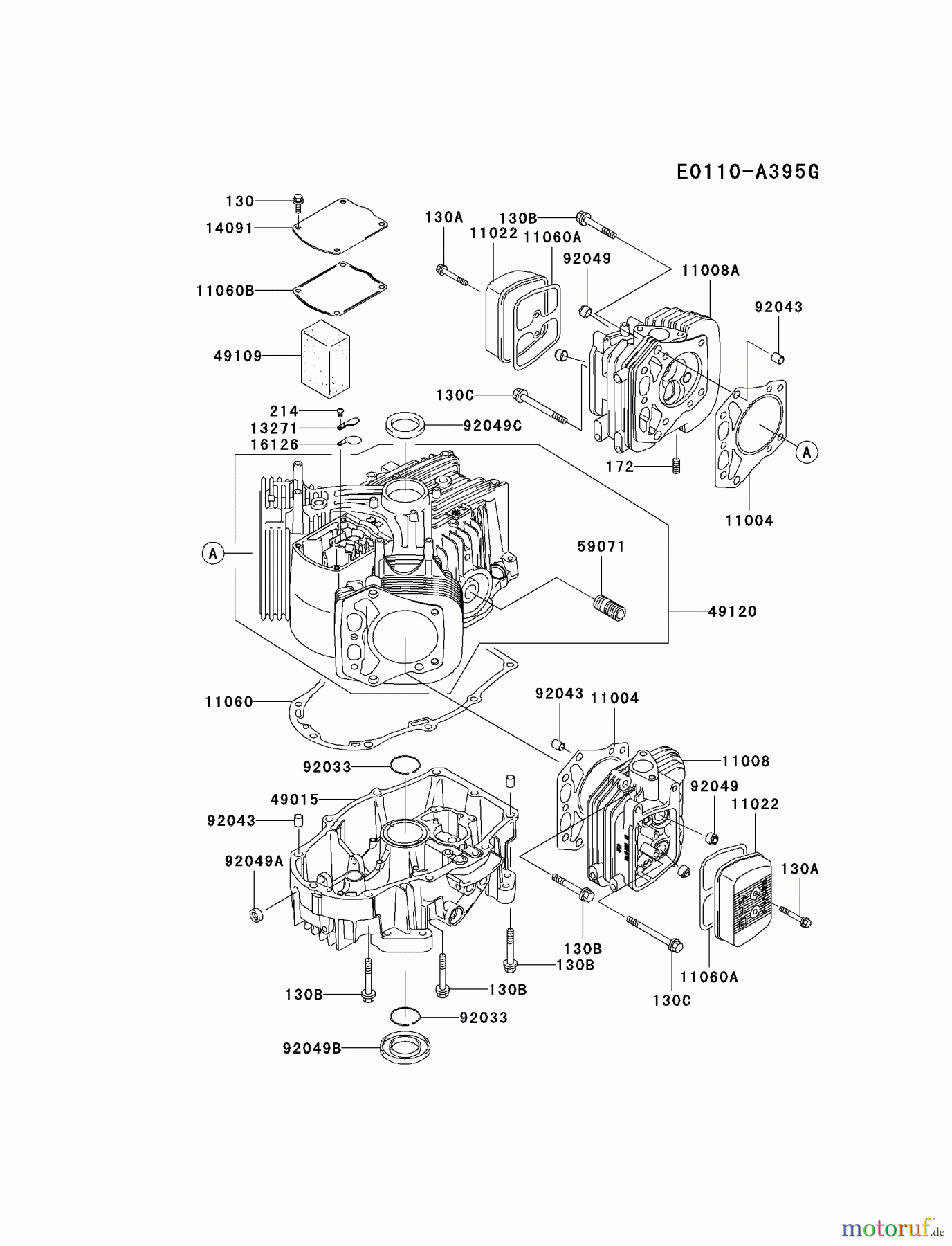  Kawasaki Motoren Motoren Vertikal FA210V - AS02 bis FH641V - DS24 FH601V-GS06 - Kawasaki FH601V 4-Stroke Engine CYLINDER/CRANKCASE