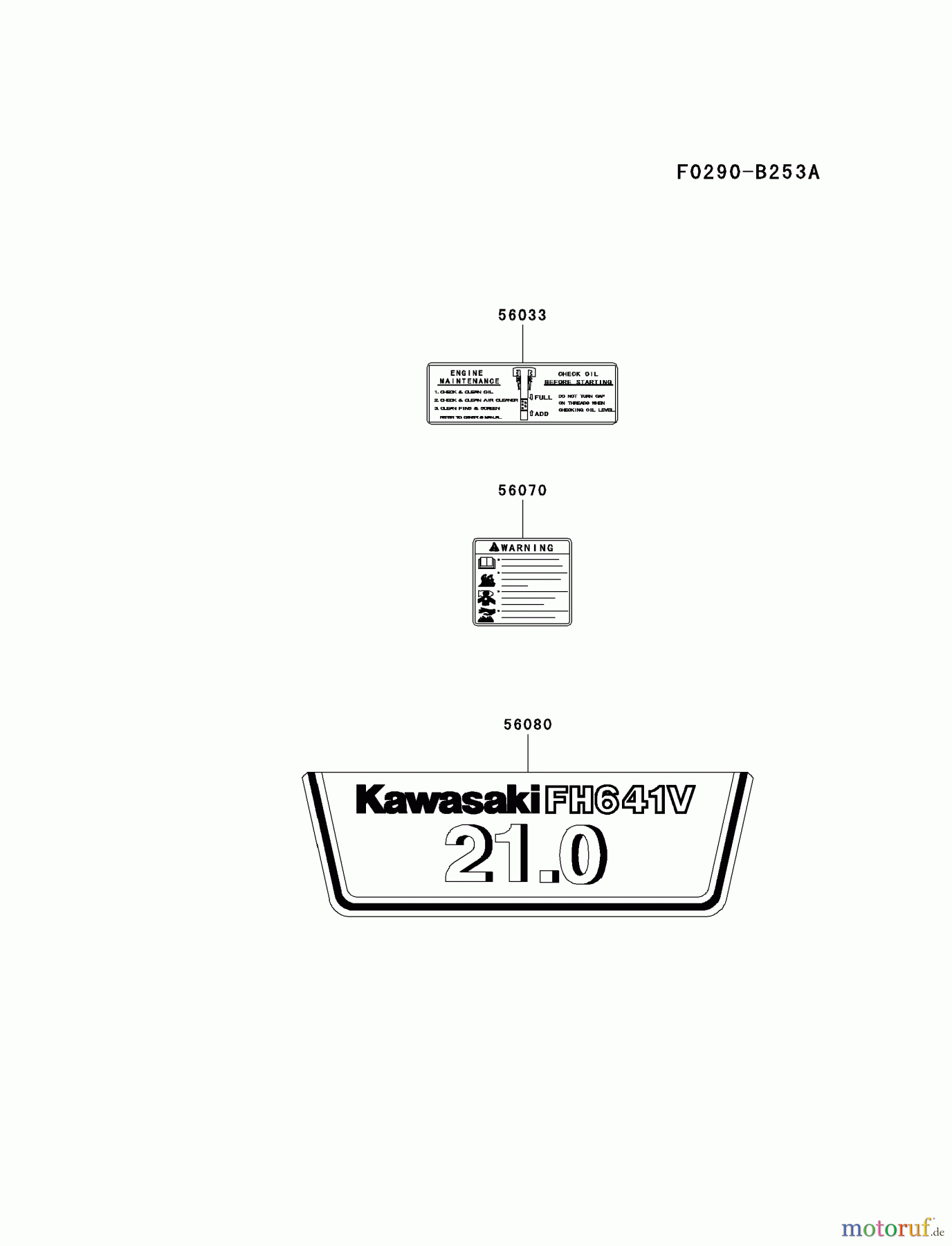  Kawasaki Motoren Motoren Vertikal FH641V - DS25 bis FS481V - BS13 FH641V-ES17 - Kawasaki FH641V 4-Stroke Engine LABEL