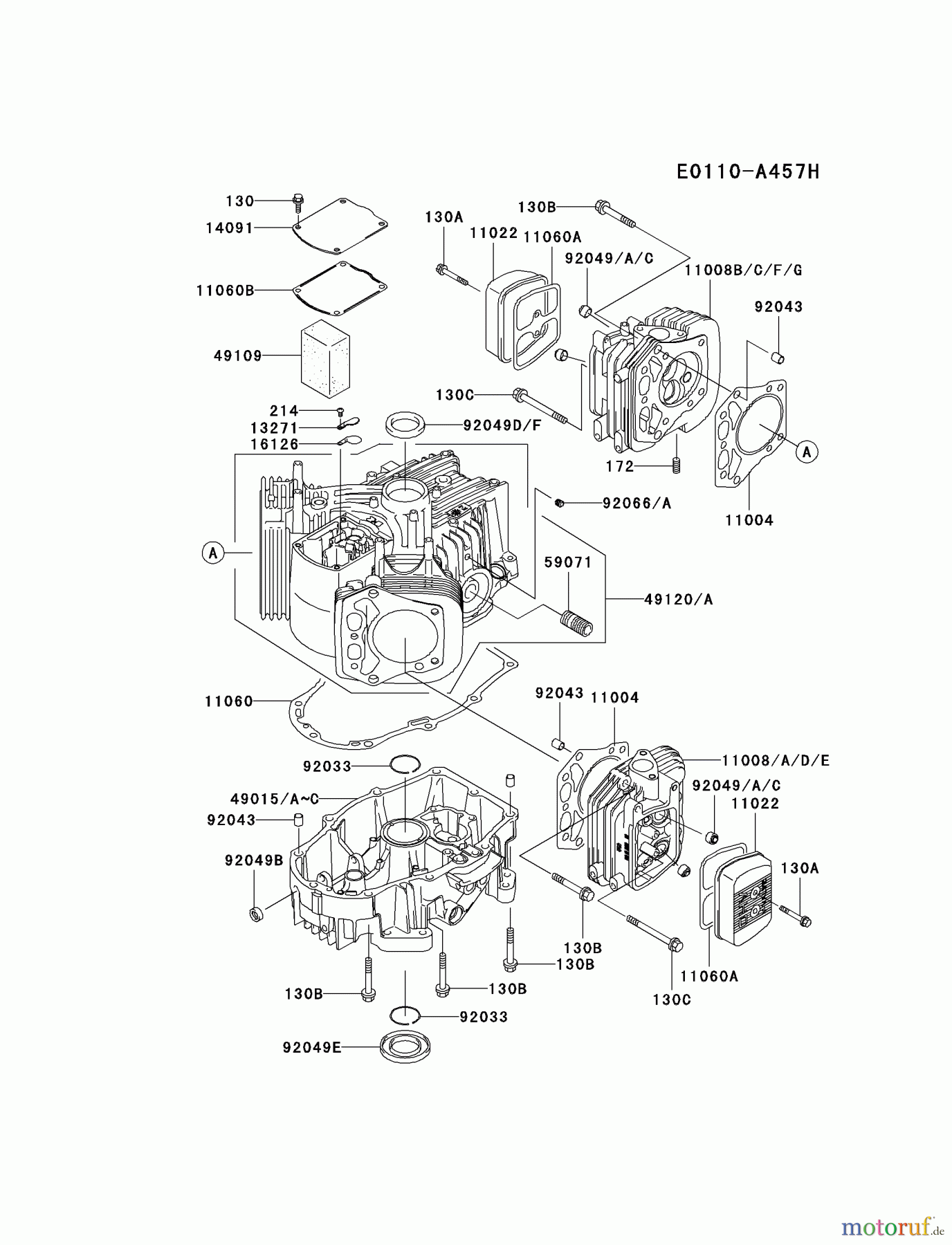  Kawasaki Motoren Motoren Vertikal FA210V - AS02 bis FH641V - DS24 FH641V-CS25 - Kawasaki FH641V 4-Stroke Engine CYLINDER/CRANKCASE