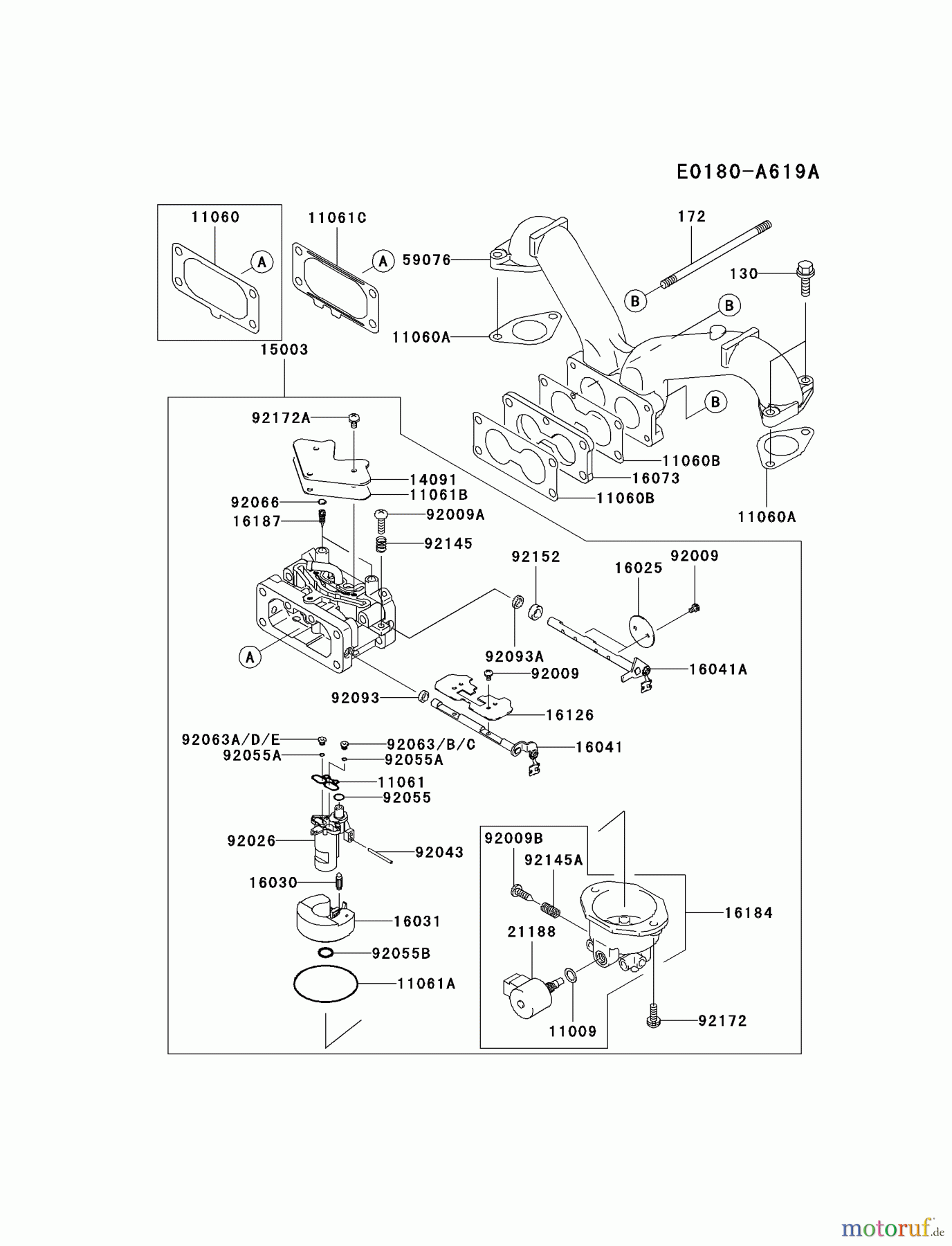  Kawasaki Motoren Motoren Vertikal FA210V - AS02 bis FH641V - DS24 FH641V-BS26 - Kawasaki FH641V 4-Stroke Engine CARBURETOR